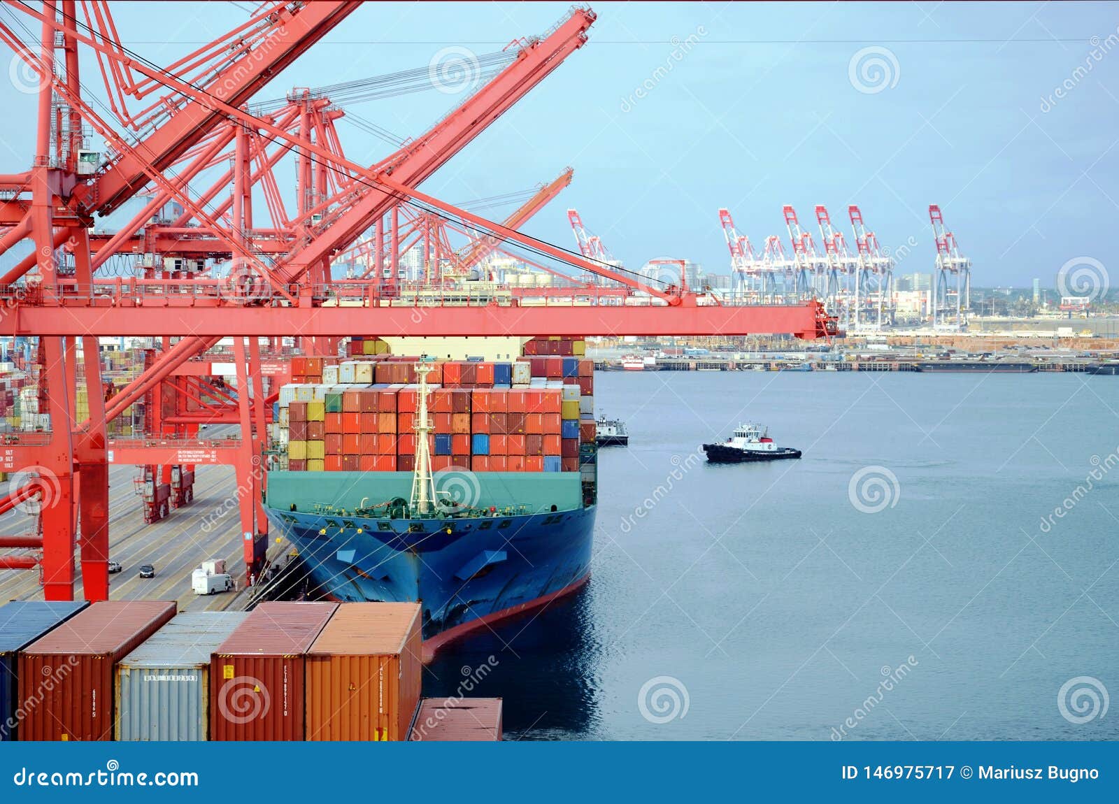 Container Ship in Port of Long Beach, California. Editorial Photography