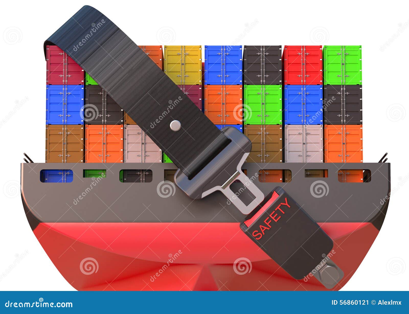 Container Ship with Safety Belt, Safety Delivery Concept Stock