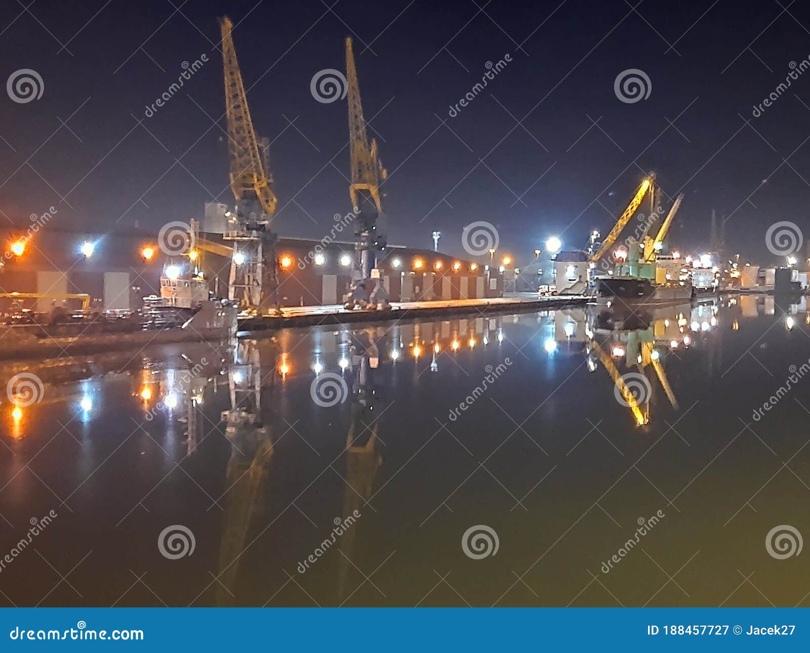 container terminal in the evening.port hull in england.