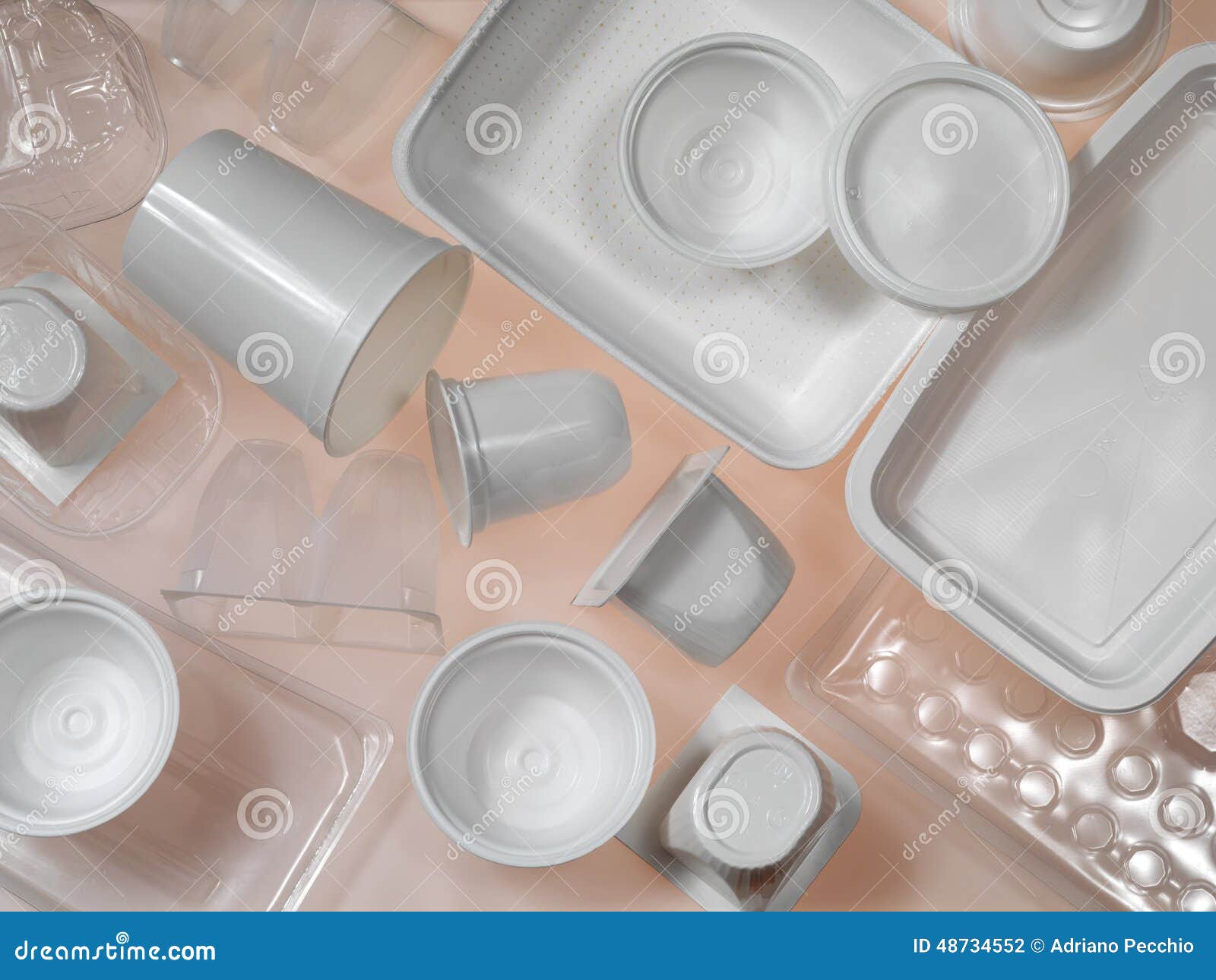 containers of plastic and polystyrene