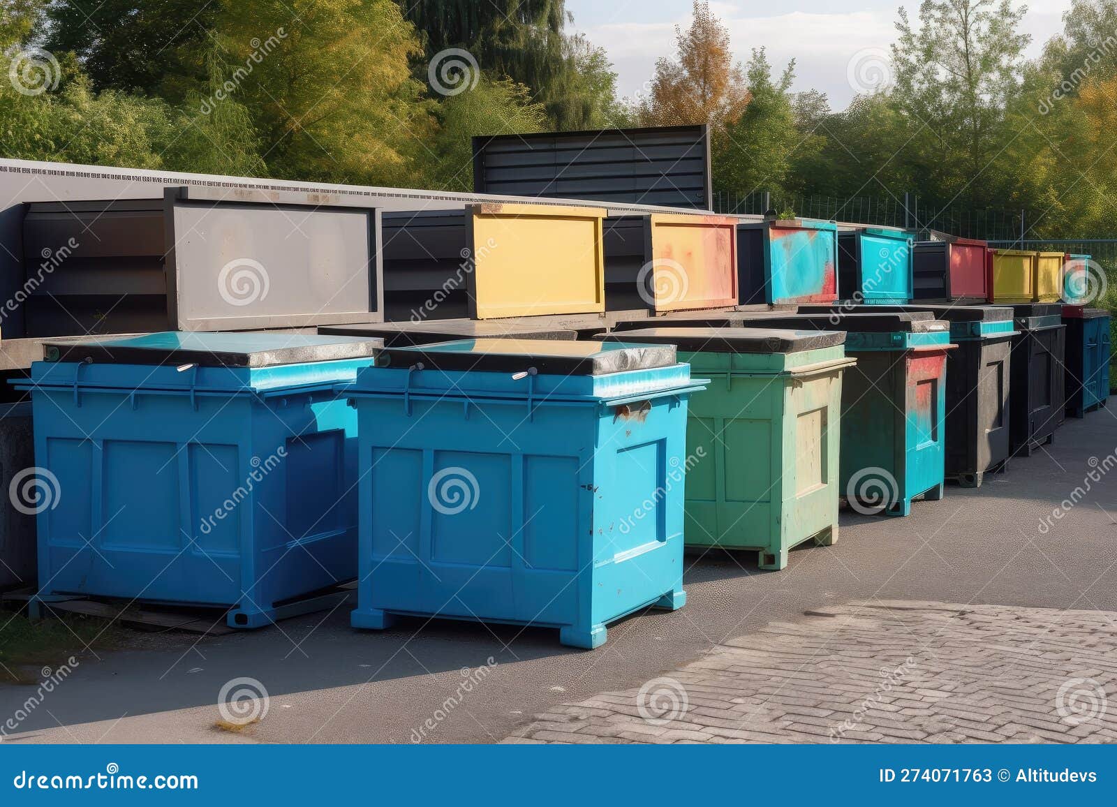 Containers for Recycling and Composting Materials in a Modern Landfill