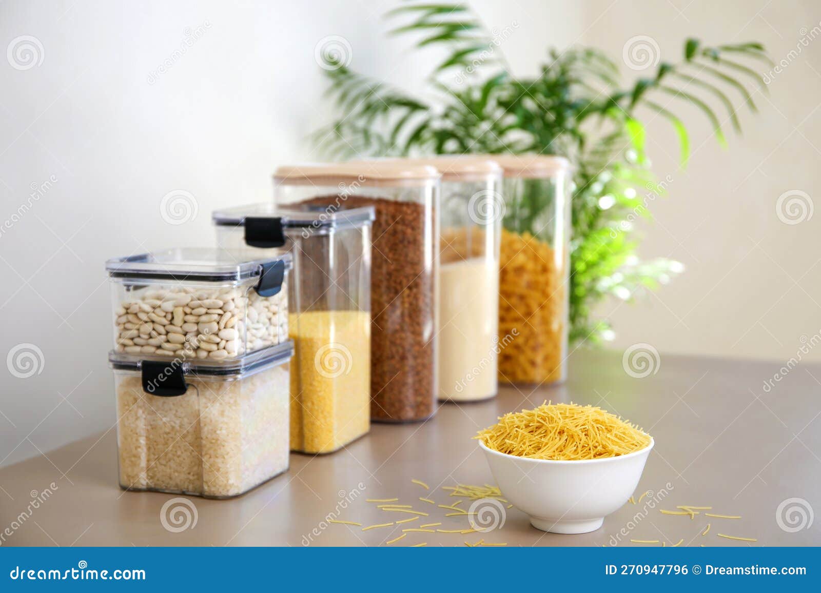Containers for Storing Bulk Products in the Kitchen. the Main Focus is