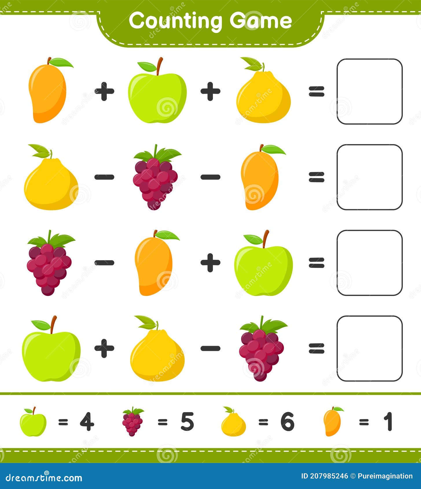 planilha para crianças da escola. jogo de matemática com frutas para  crianças, nível fácil, jogo de educação. planilha para crianças da escola.  jogos úteis para pré-escola e jardim de infância para o