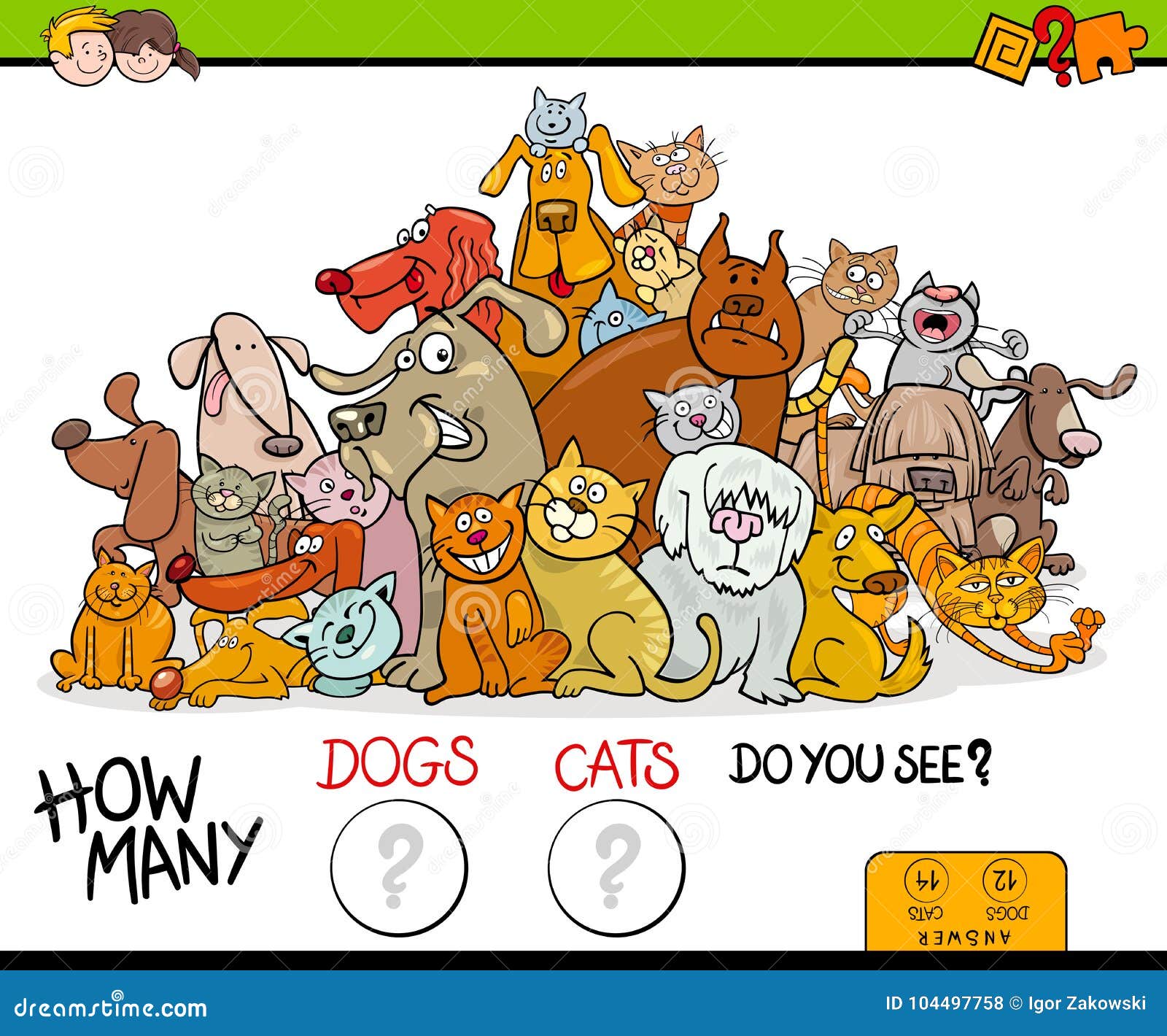 Desenhos animados Gato Jogo de contagem Livro para colorir imagem