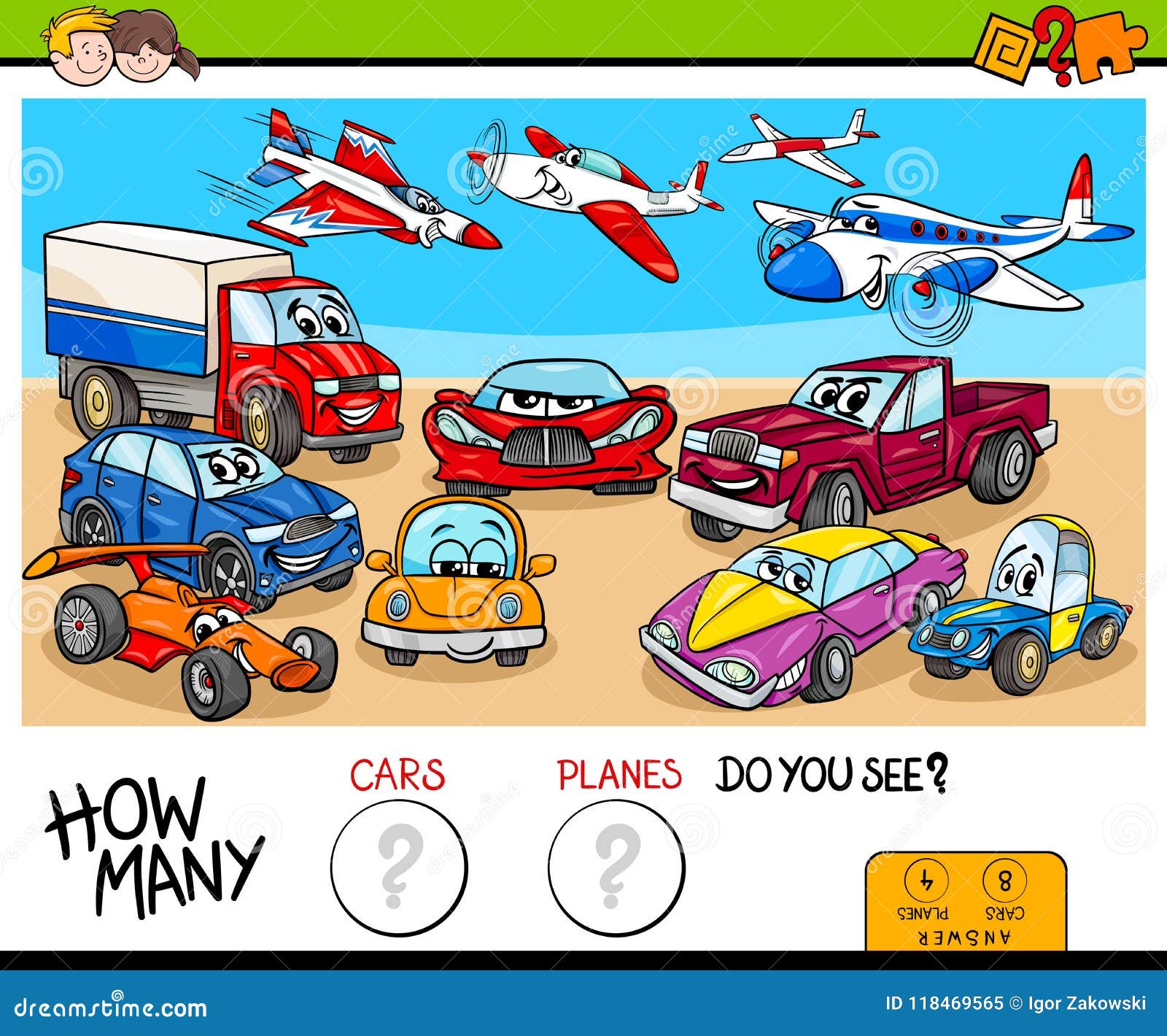 Encontre duas fotos de um jogo educacional para crianças com carro bonito  livro de colorir para carros ilustração em vetor