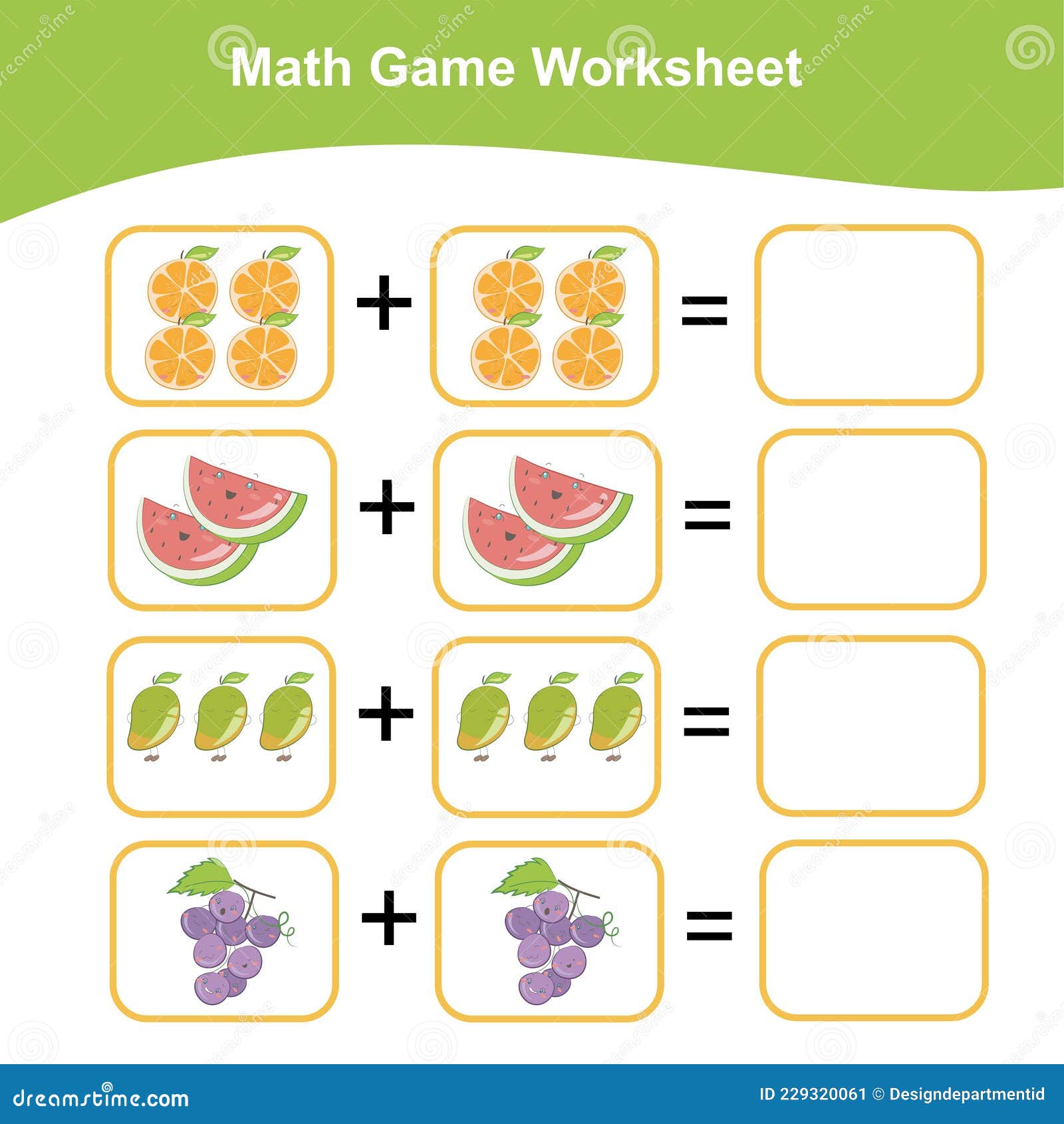 planilha para crianças da escola. jogo de matemática com frutas para  crianças, nível fácil, jogo de