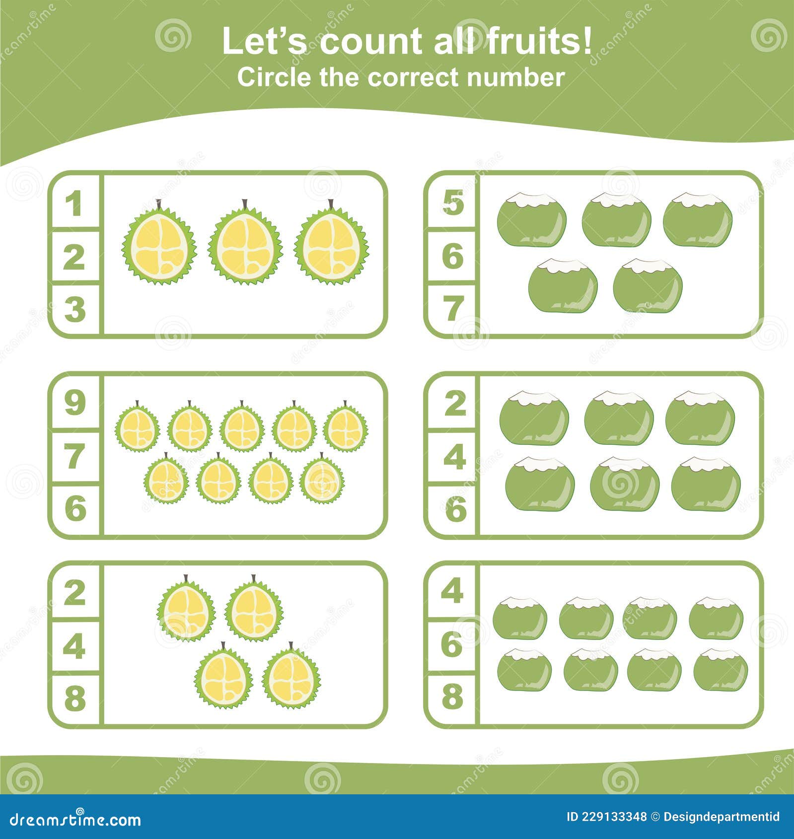planilha para crianças da escola. jogo de matemática com frutas