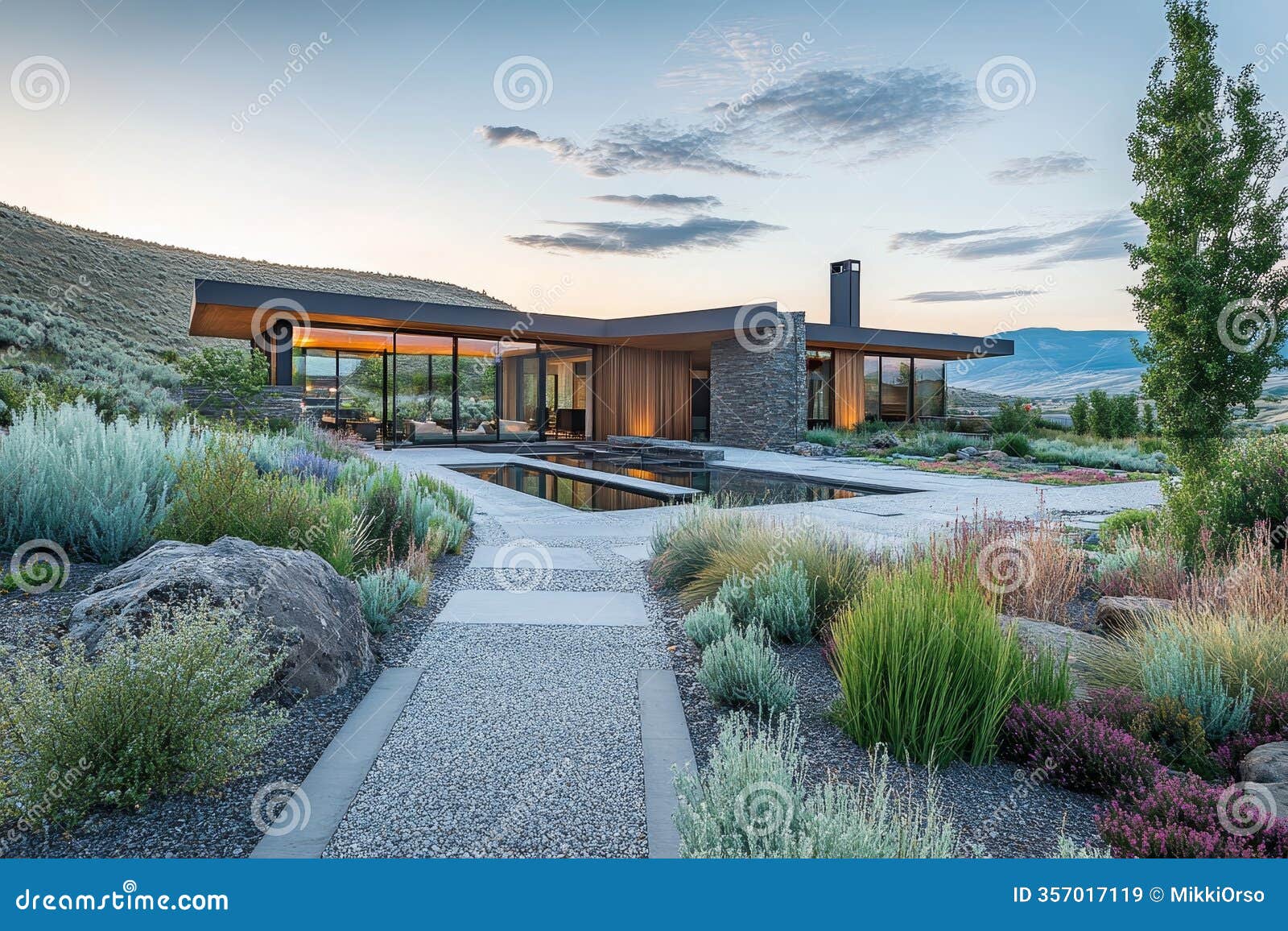 contemporary architecture in serene settings with striking color contrasts and harmonious 