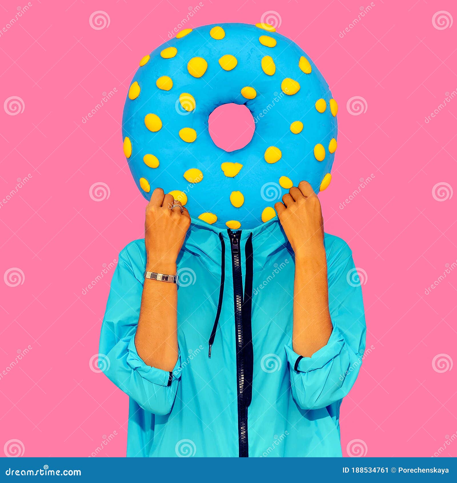 contemporary art collage. minimal concept. donut lover art