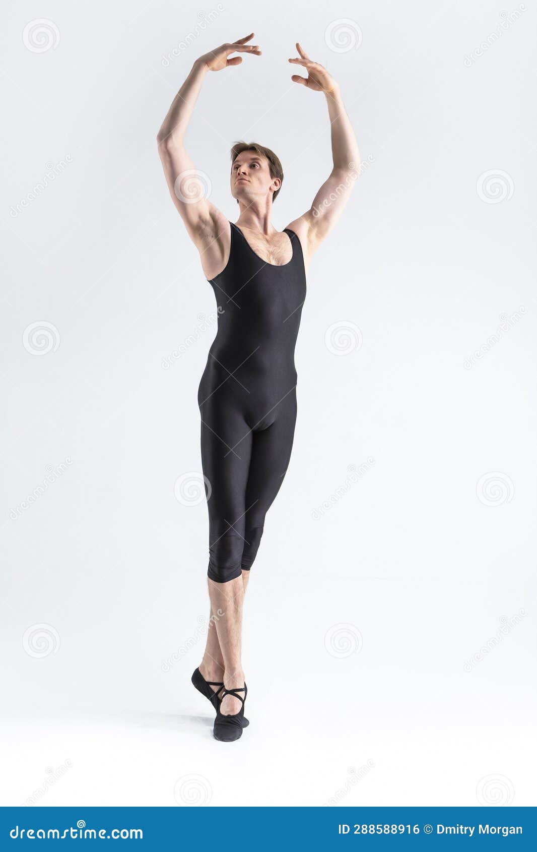Contemporary Ballet Dancer Flexible Athletic Man Posing in Black Tights ...