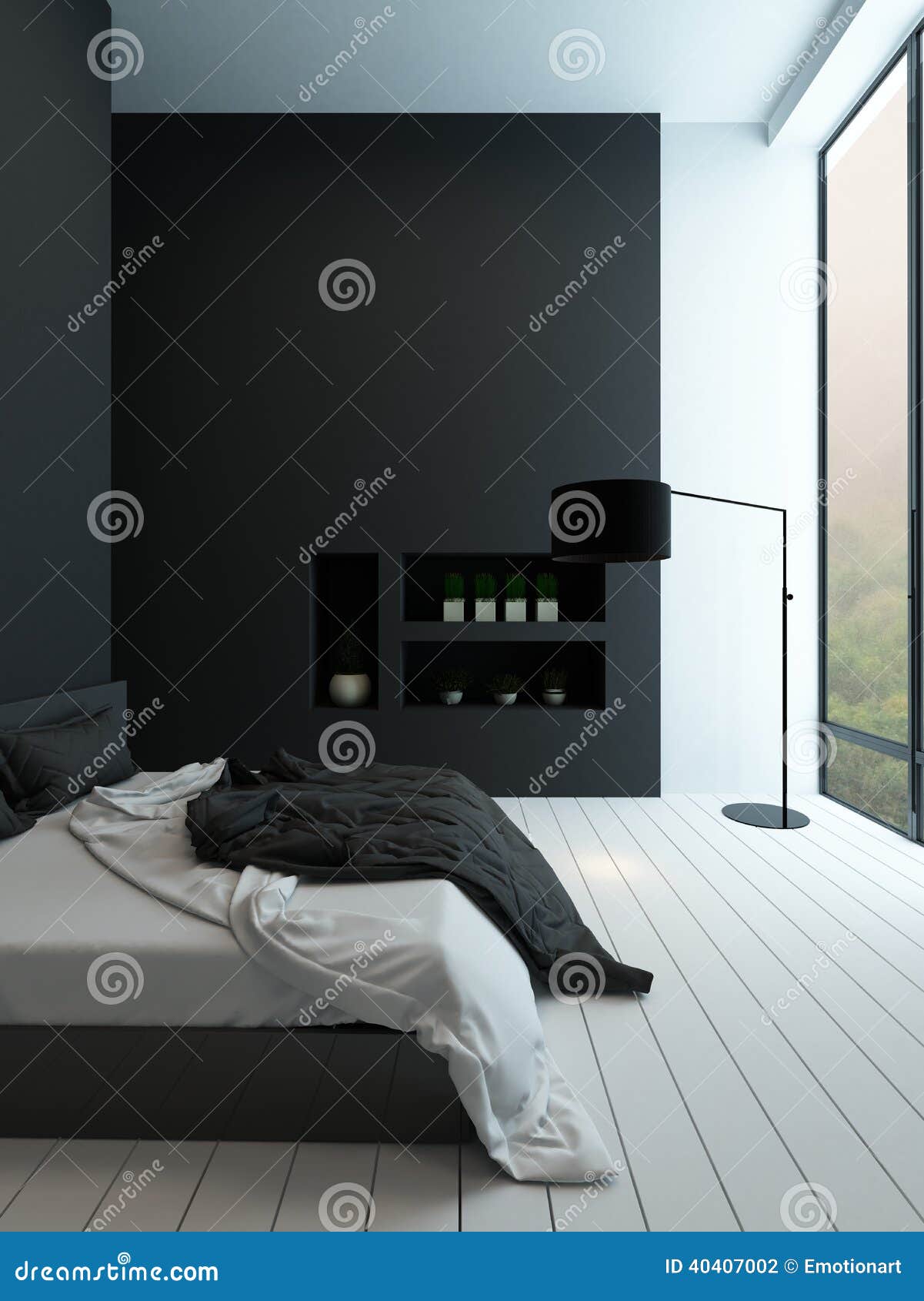 Contemporary Black And White Bedroom Interior Stock Photo Image of