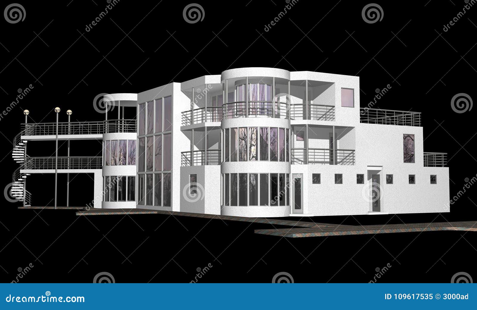 Contemporary 3D House Isolated On Black Stock Illustration