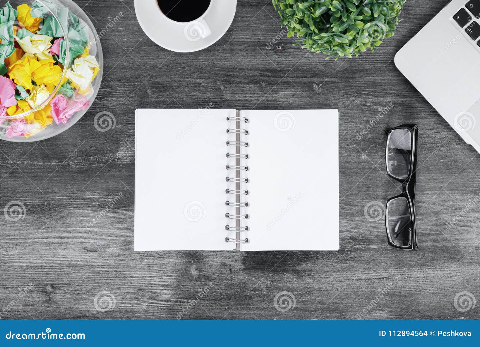 Contemporary Desk With Supplies And Keyboard Stock Photo