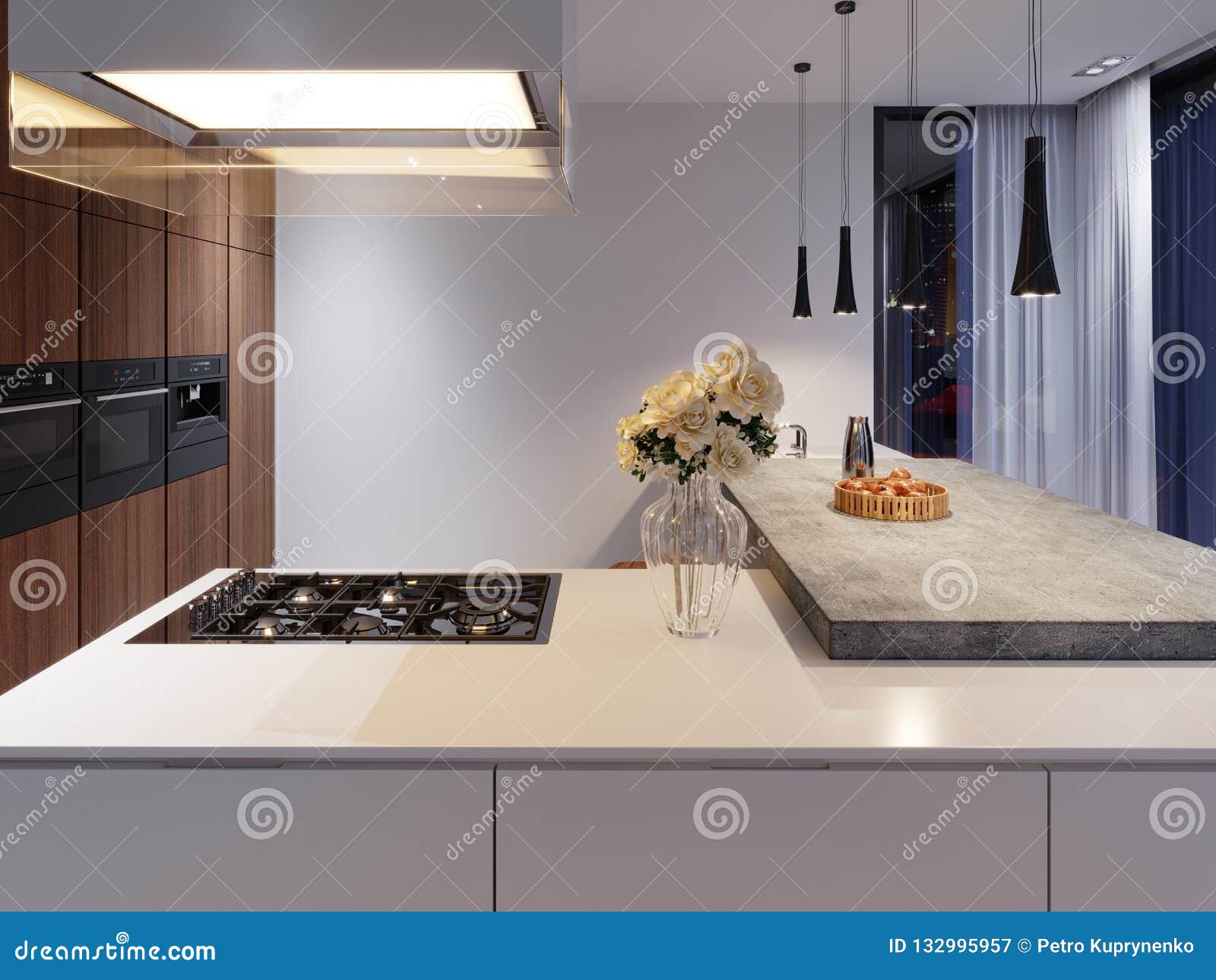 Contemporary Kitchen With Hob And Built In Appliances