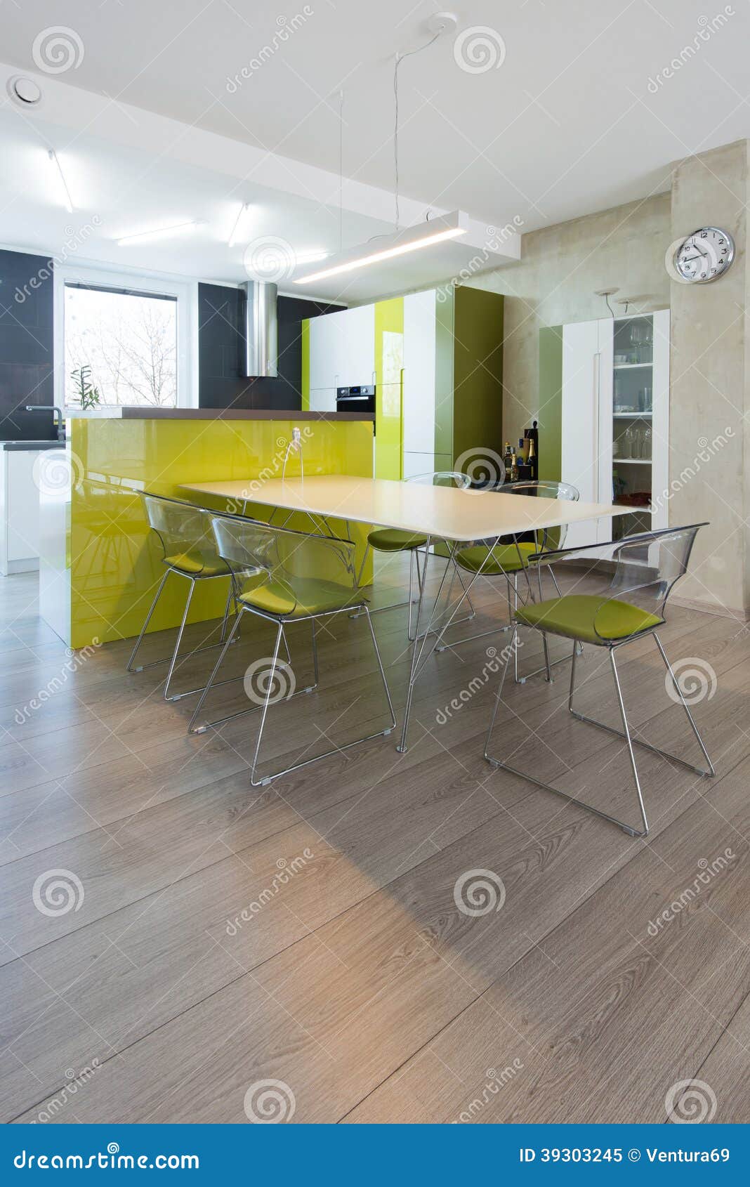 Contemporary Kitchen Interior Stock Image - Image of design, estate
