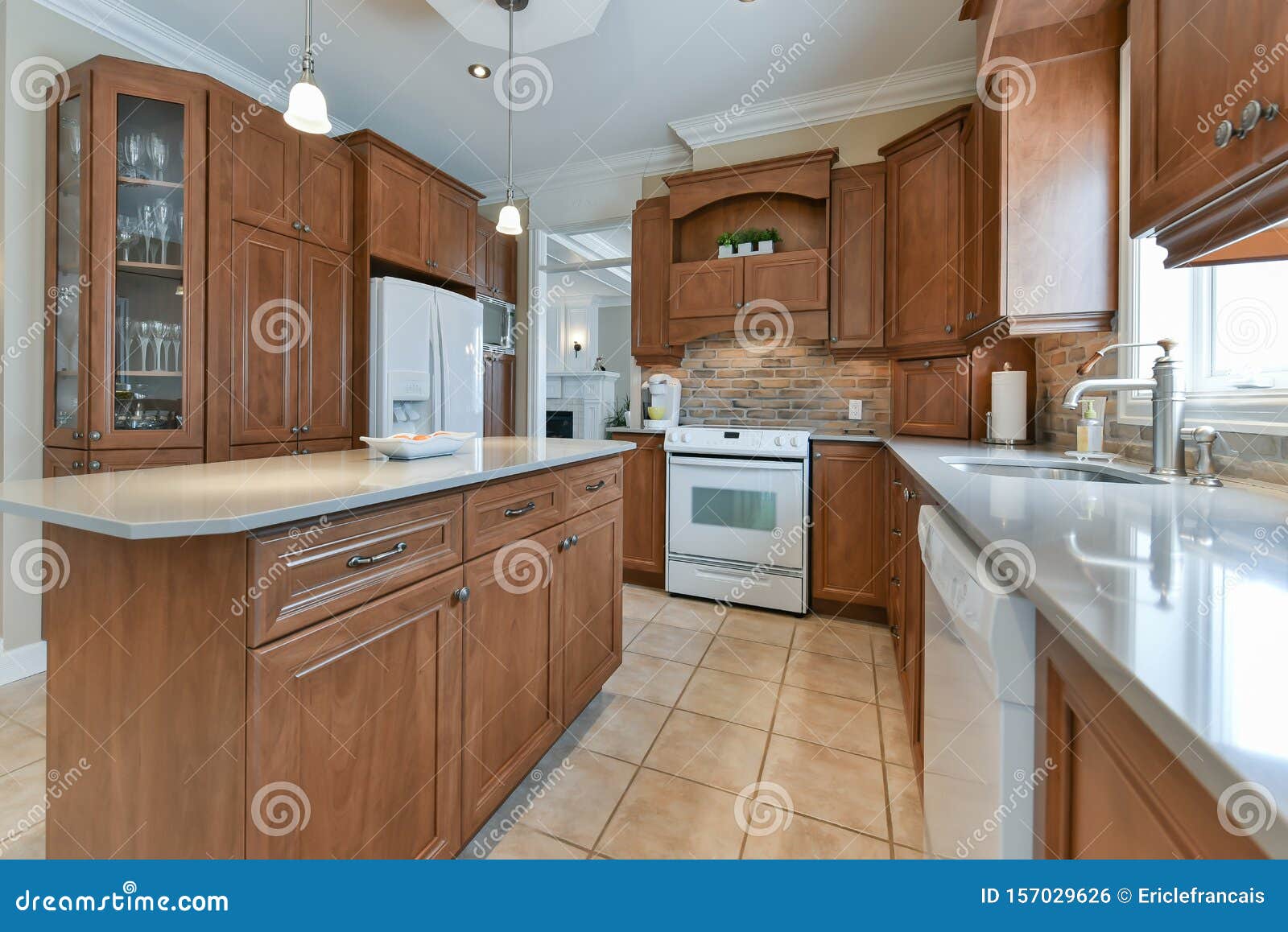 Contemporary Kitchen With Polyester Cabinets Stock Photo Image