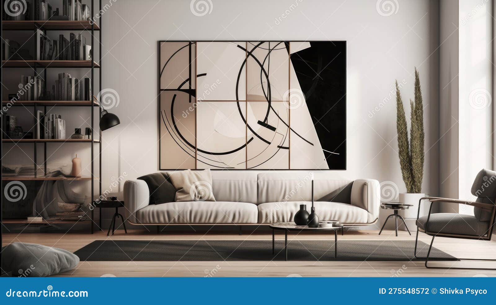 Contemporary Lines Modern Minimal Wall Art Generative AI Stock