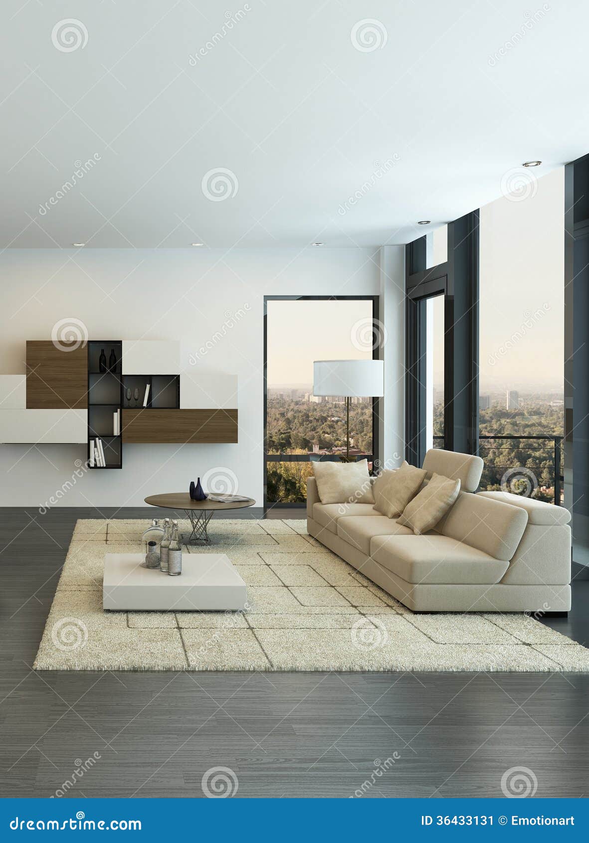 Contemporary Living Room Loft Interior Stock Illustration ...