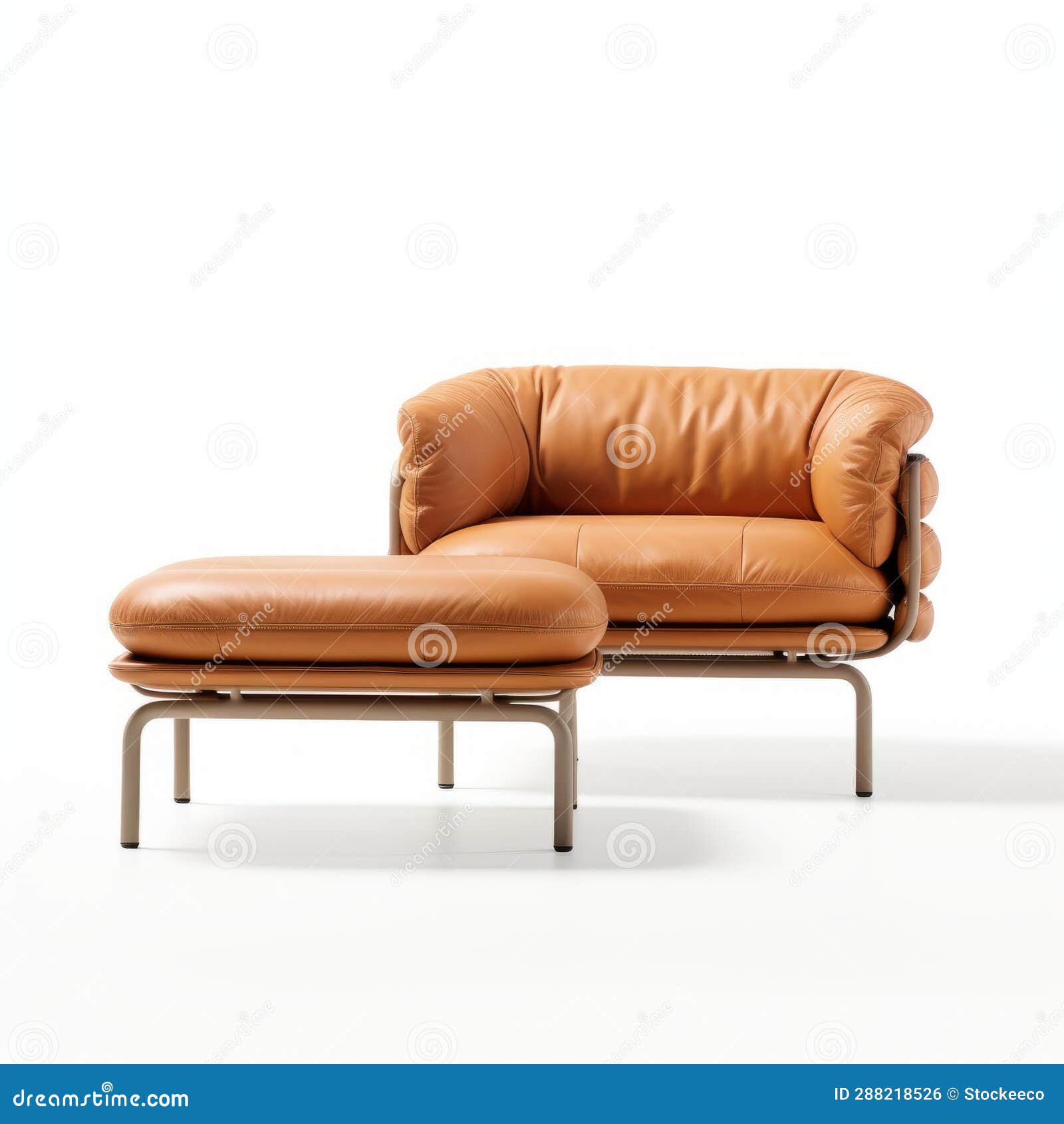 orange leather lounge chair and ottoman: dada-inspired constructions