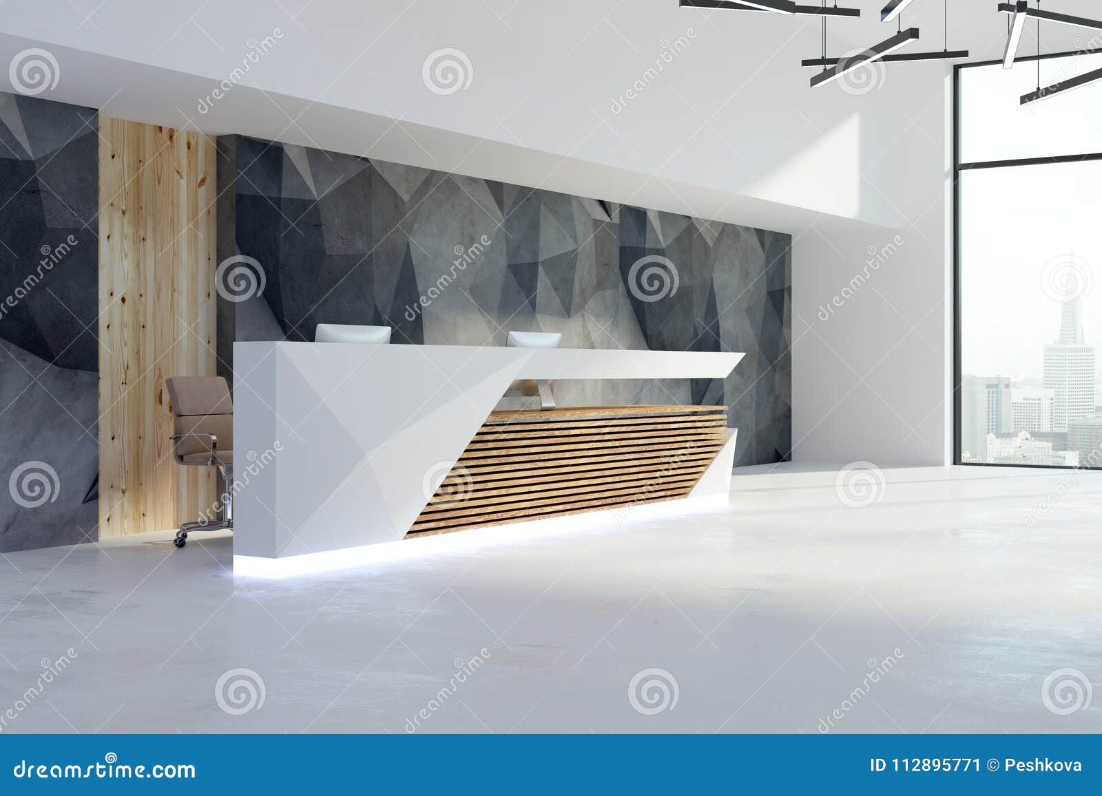 Contemporary Office with Reception Stock Image - Image of daylight,  entrance: 112895771