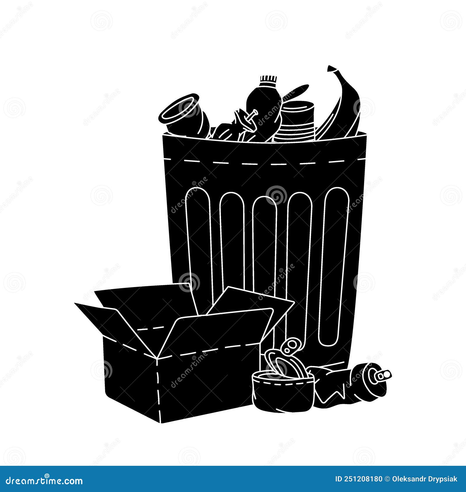 El dibujo a mano vectorizado de un contenedor de basura de acero Imagen  Vector de stock - Alamy