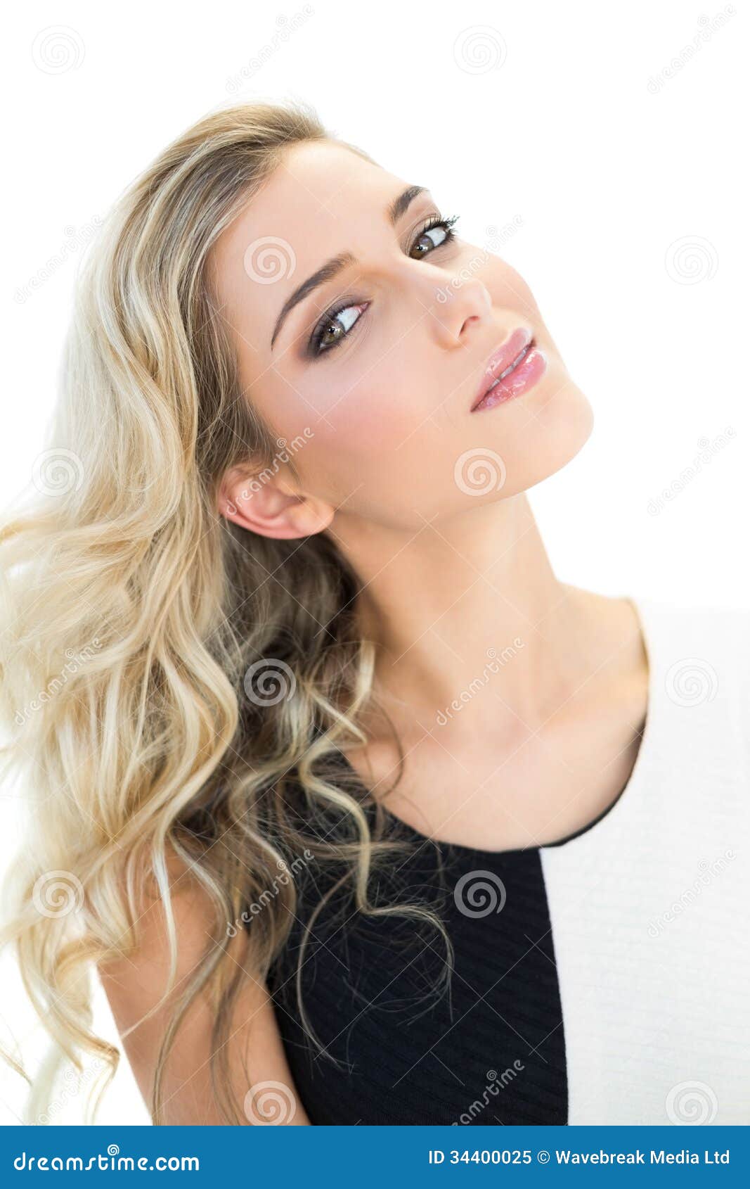 Content Blonde Model Tilting Her Head Stock Image Image of view