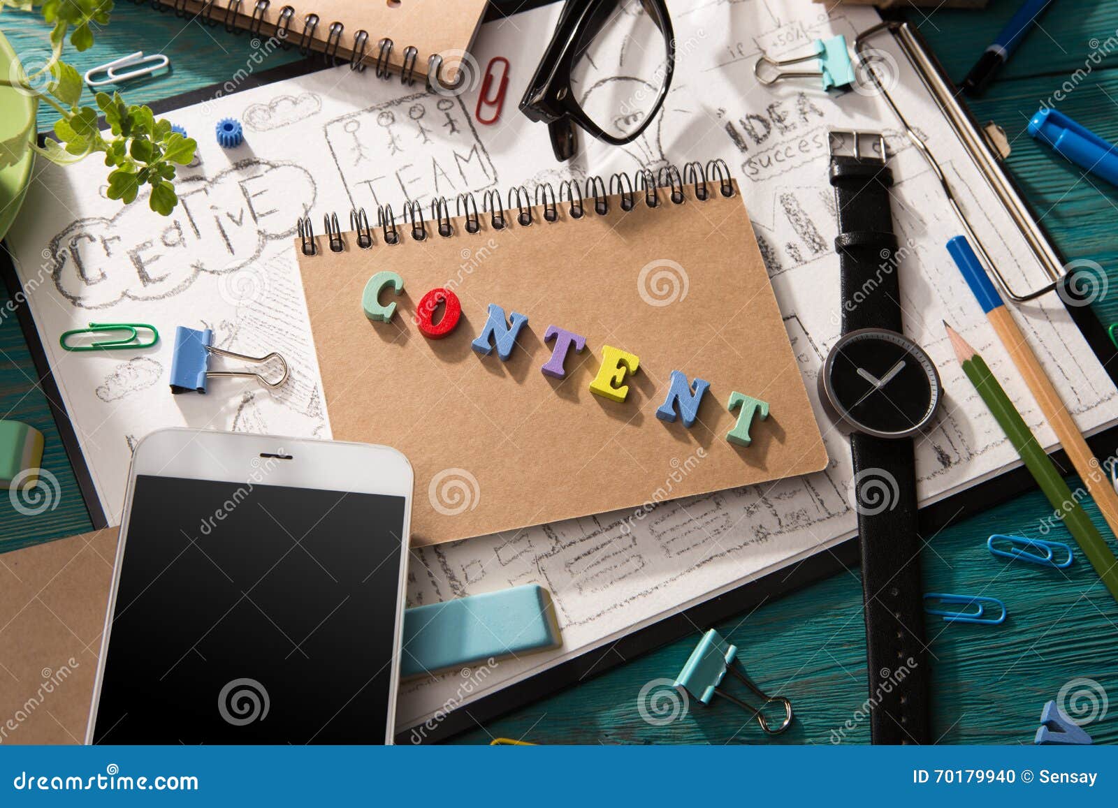 Content Concept Inscription on the Desk Stock Photo Image of phone