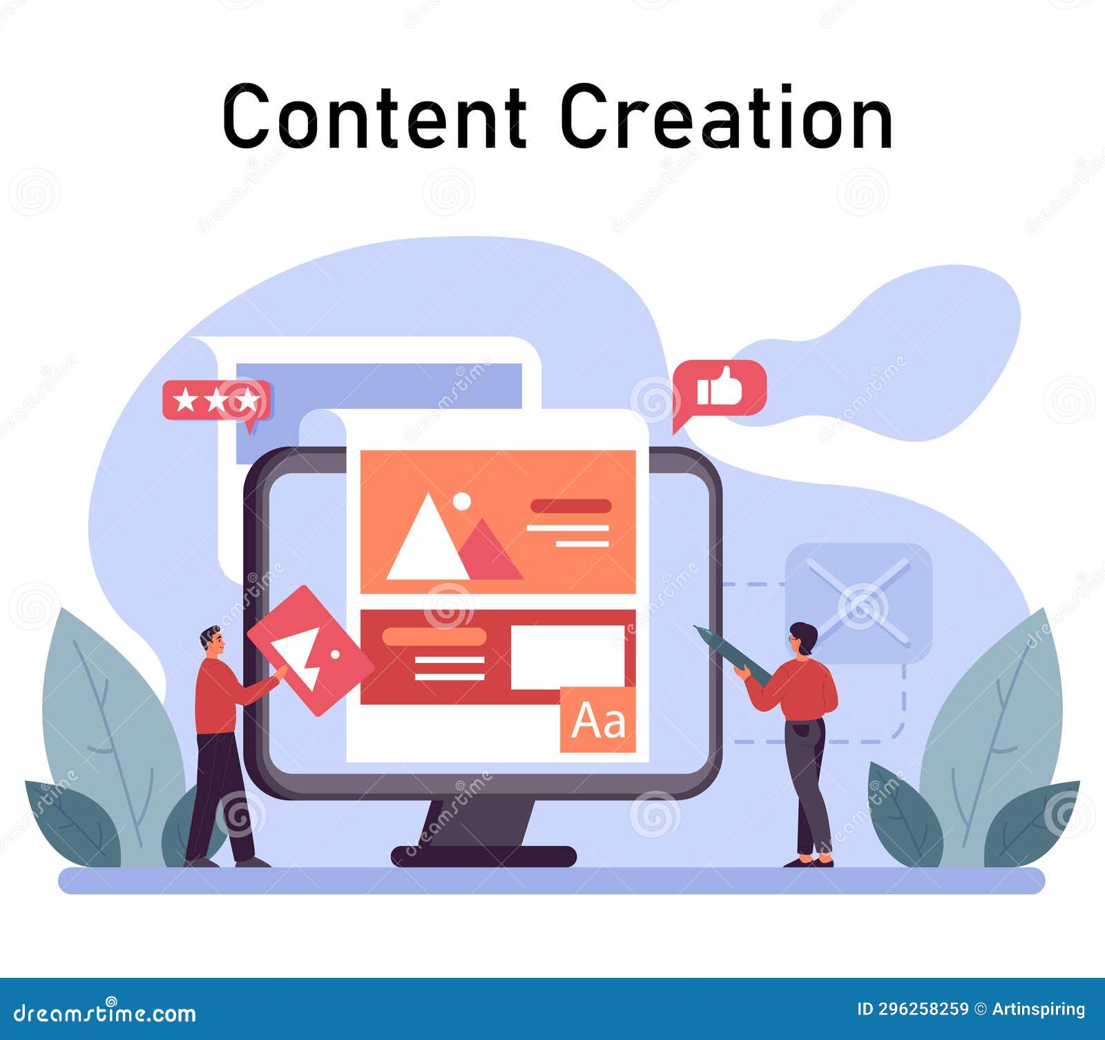 Content Creation. Social Media Marketing and Digital Stock Illustration