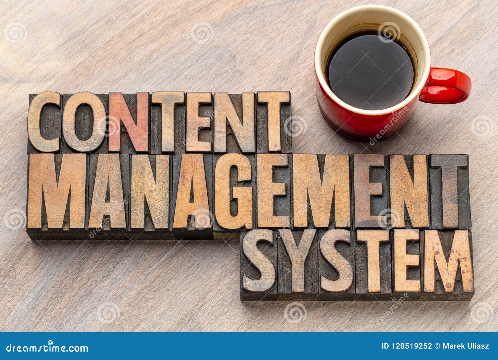 Content Management System Word Asbtract In Wood Type Stock Photo