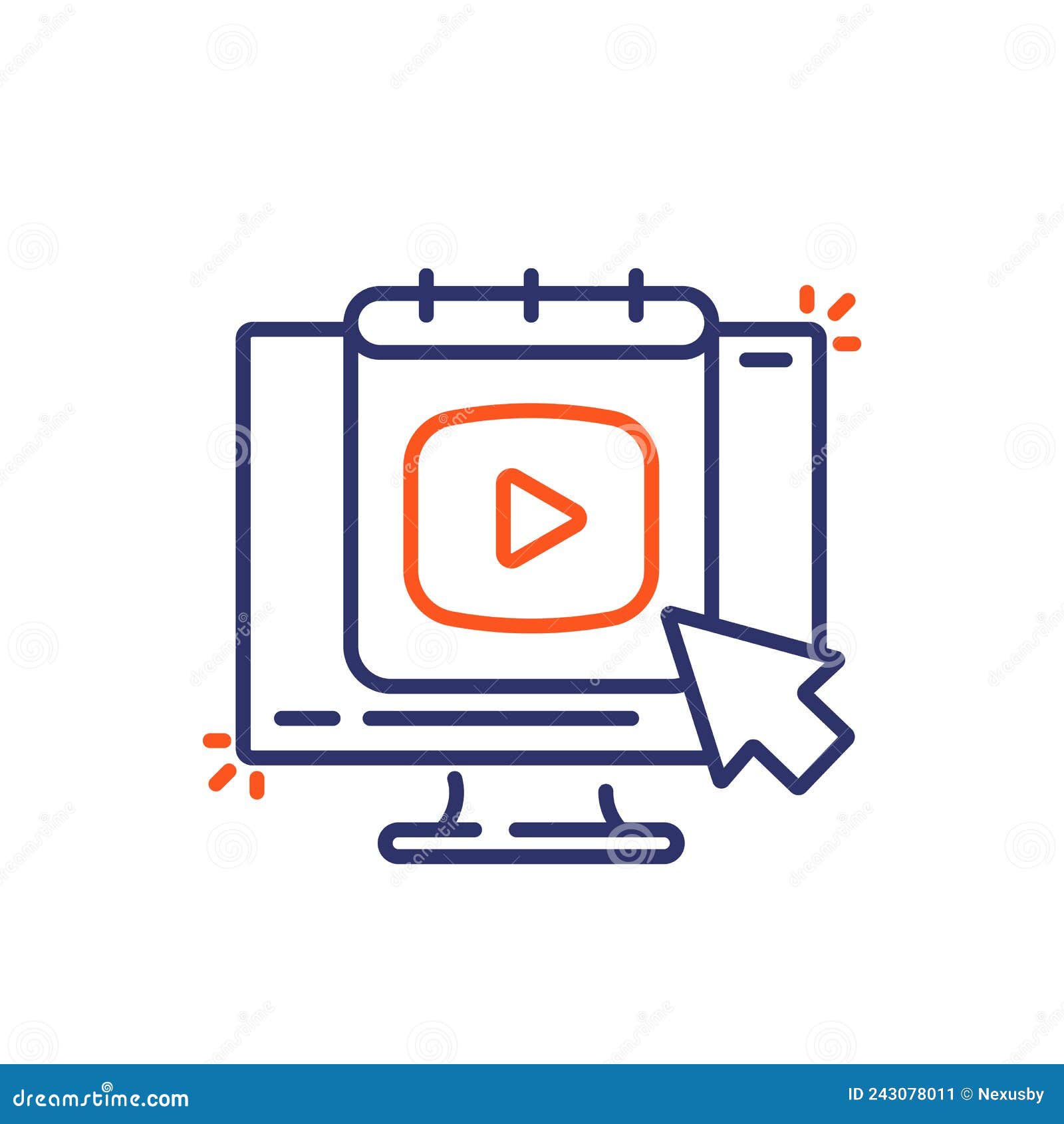 content plan line icon, video and calendar