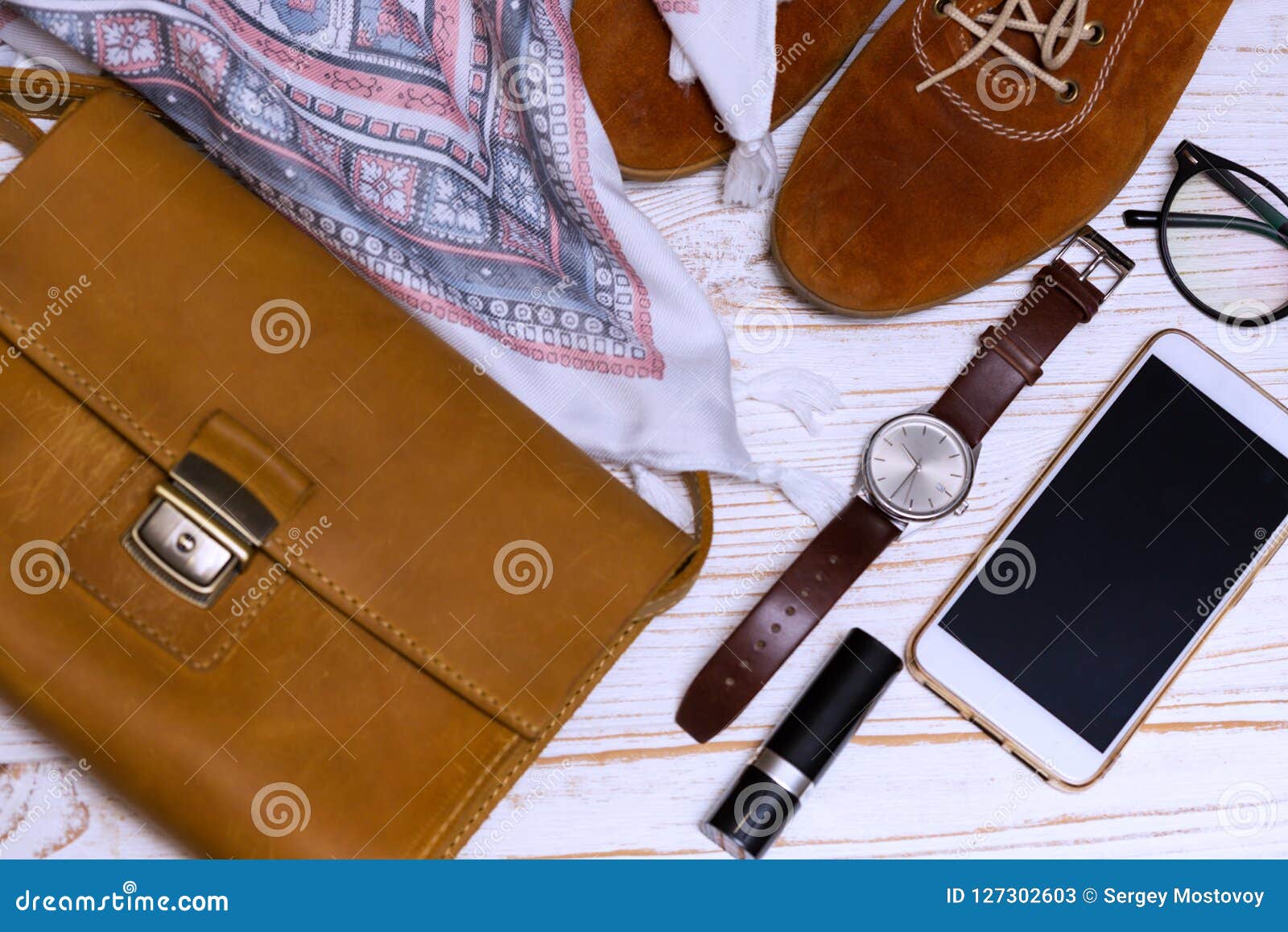 The Contents of the Female Handbag Stock Image - Image of contents ...