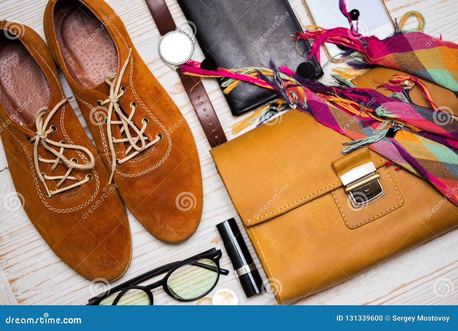 The Contents of the Female Handbag Stock Photo - Image of money ...