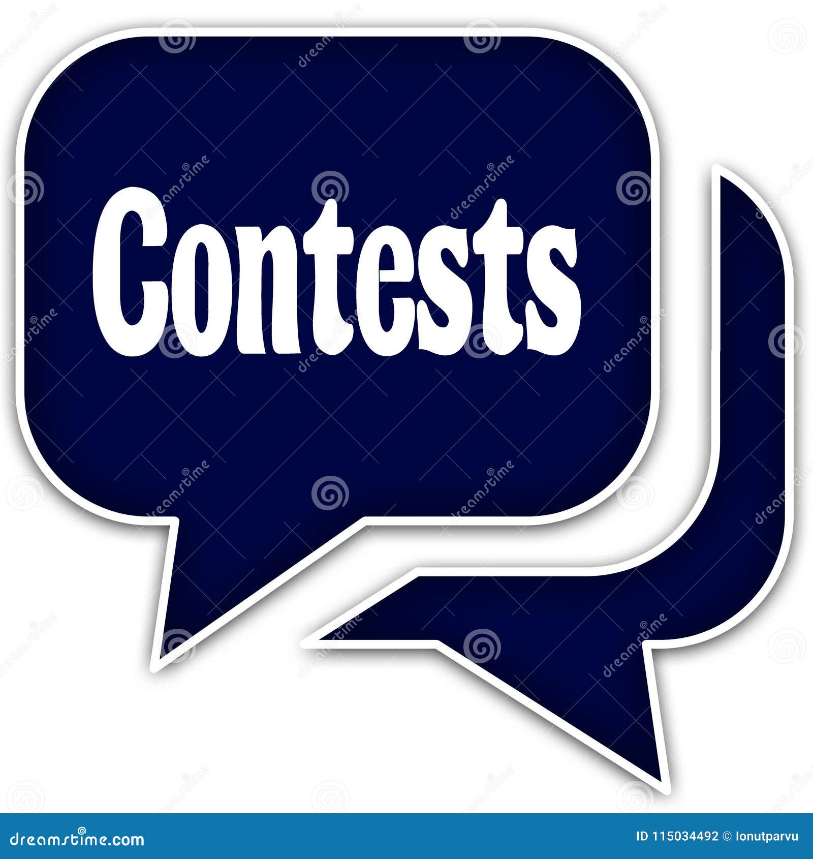 contests on blue dialogue bubbles.  on white background.