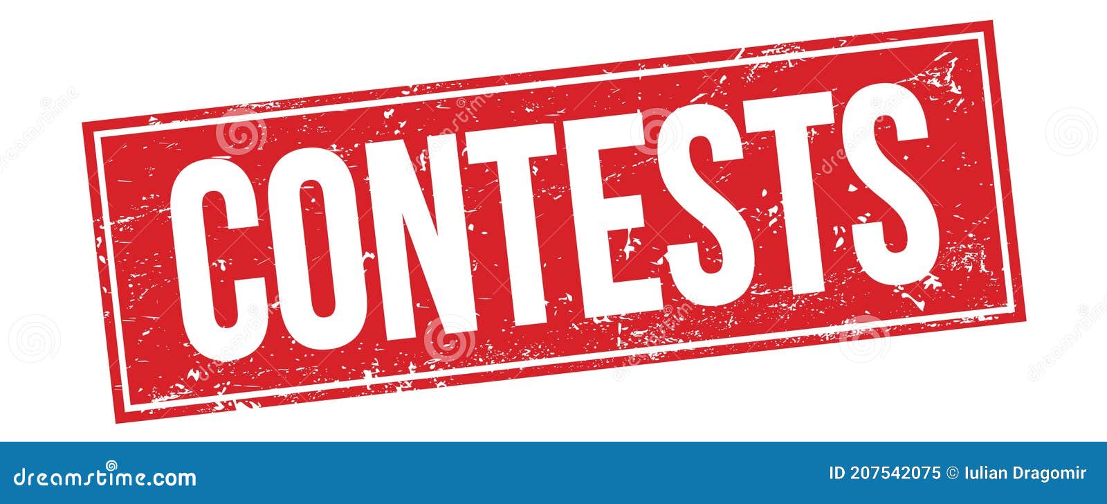 contests text on red grungy rectangle stamp