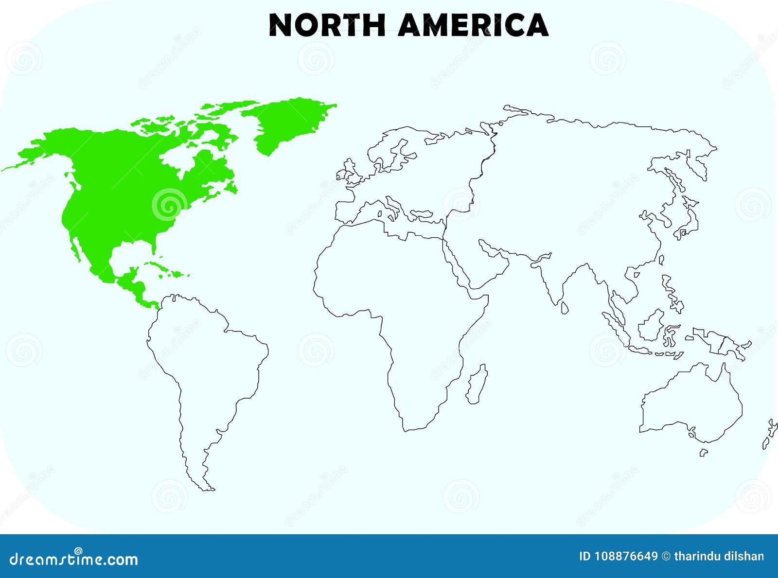 Continent De Lamérique Du Nord Dans La Carte Du Monde