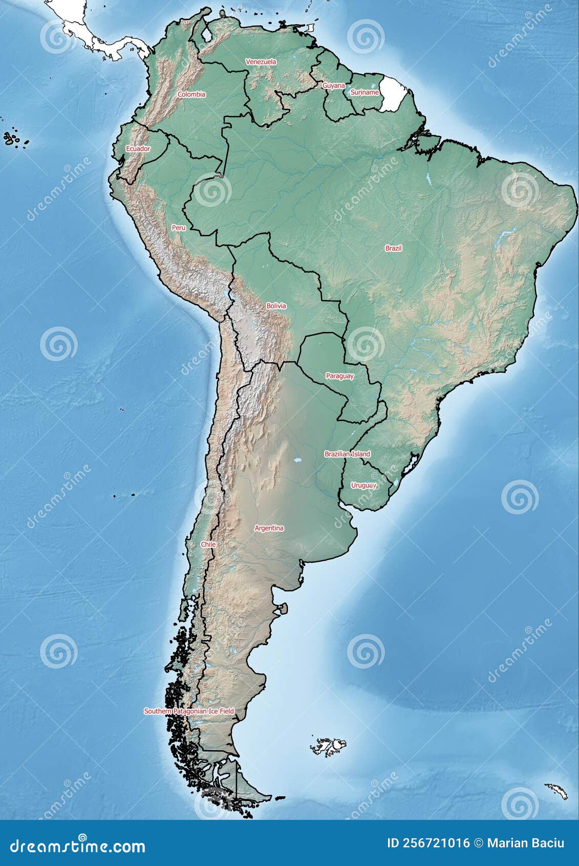 The Continent Of South America Illustration With Countries Countries