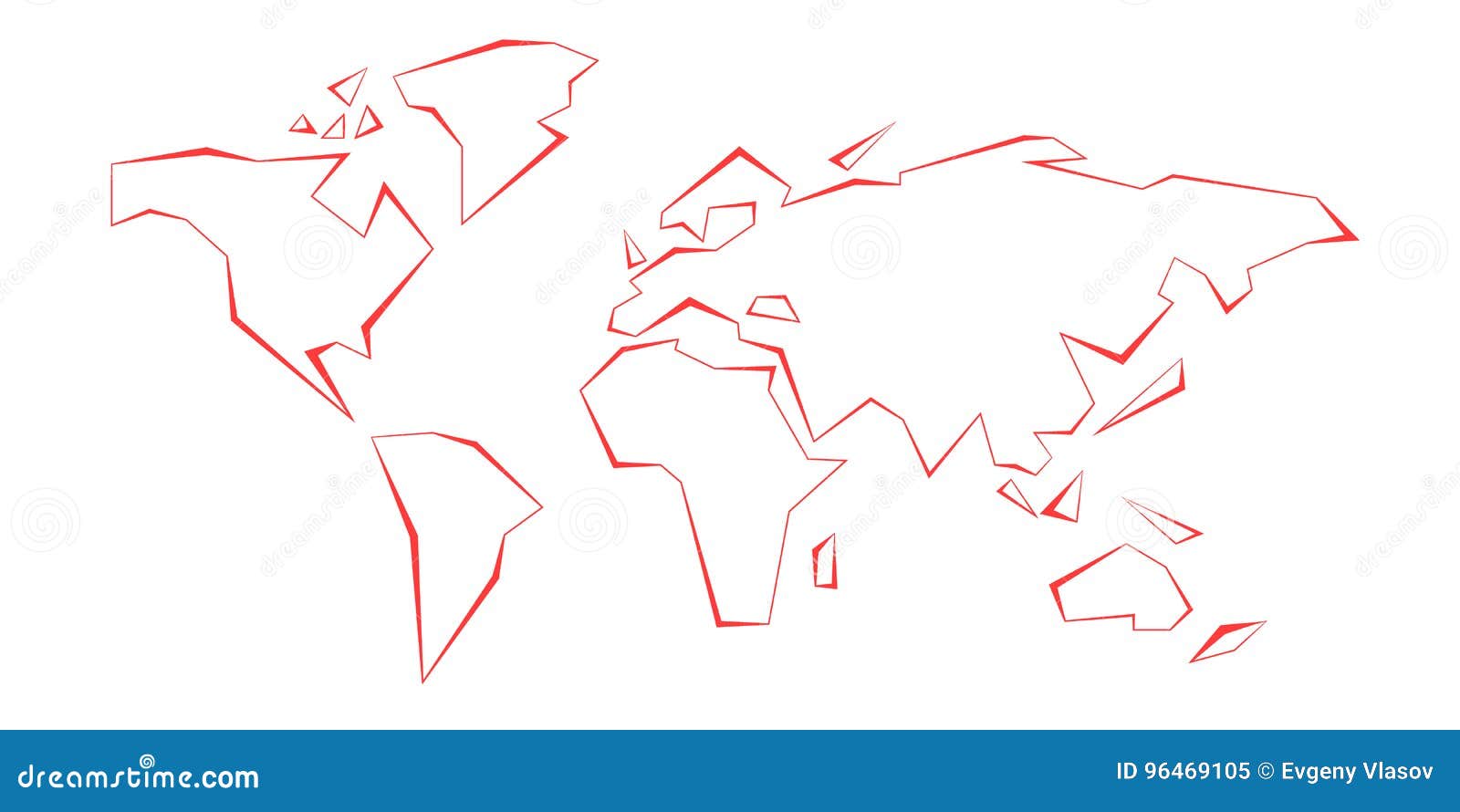 Continents De Découpe Carte Du Monde Ligne Rouge Descripteur