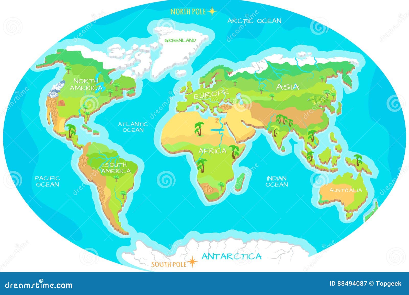 Continents Océans Sur La Carte Du Monde Notre Planète