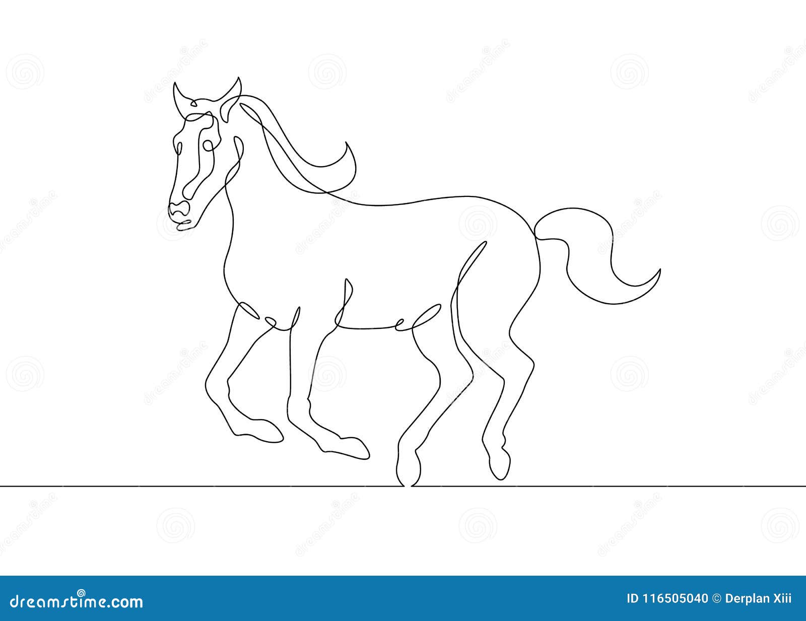 Un continu cheval de dessin au trait