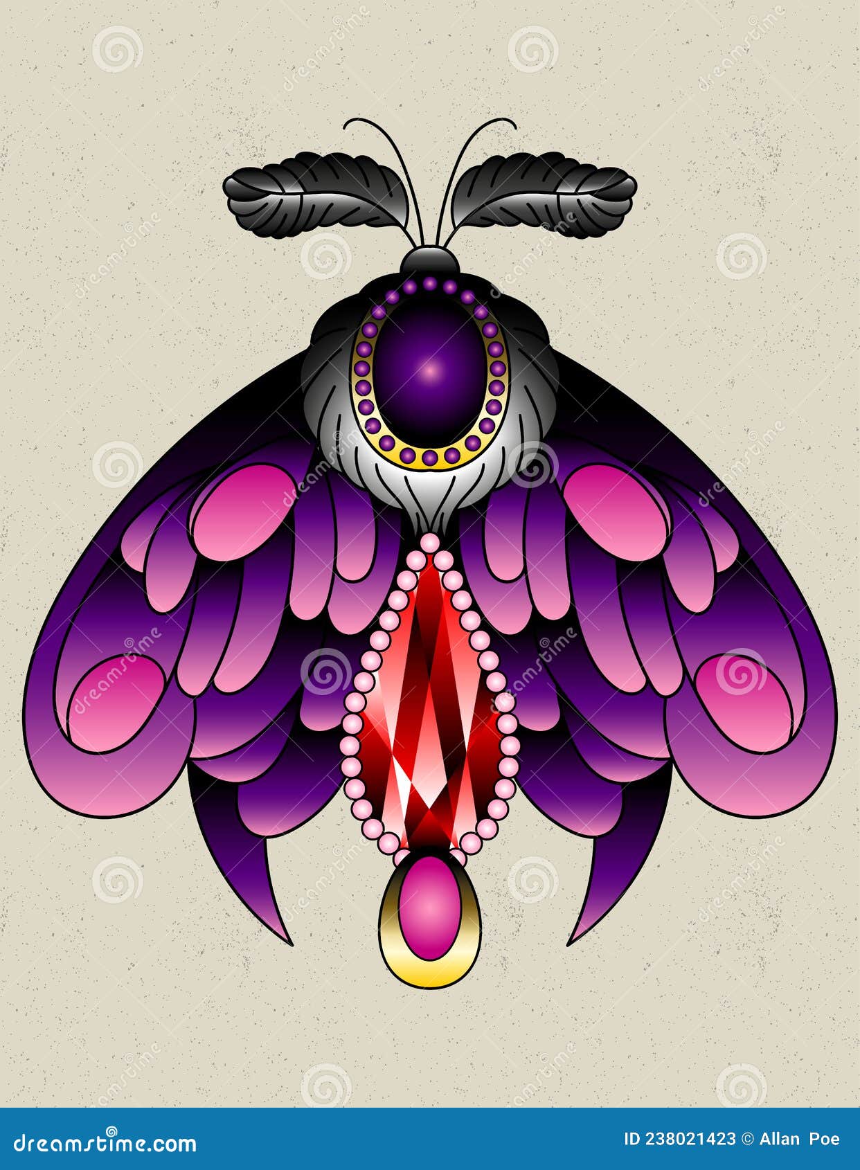 neo traditional new school black and grey moth tattoo  Flickr
