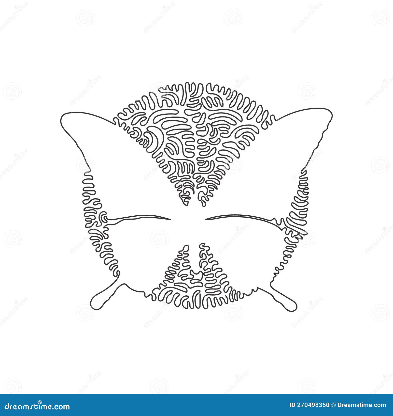 continuous one line drawing of clavated butterfly antenna abstract art.