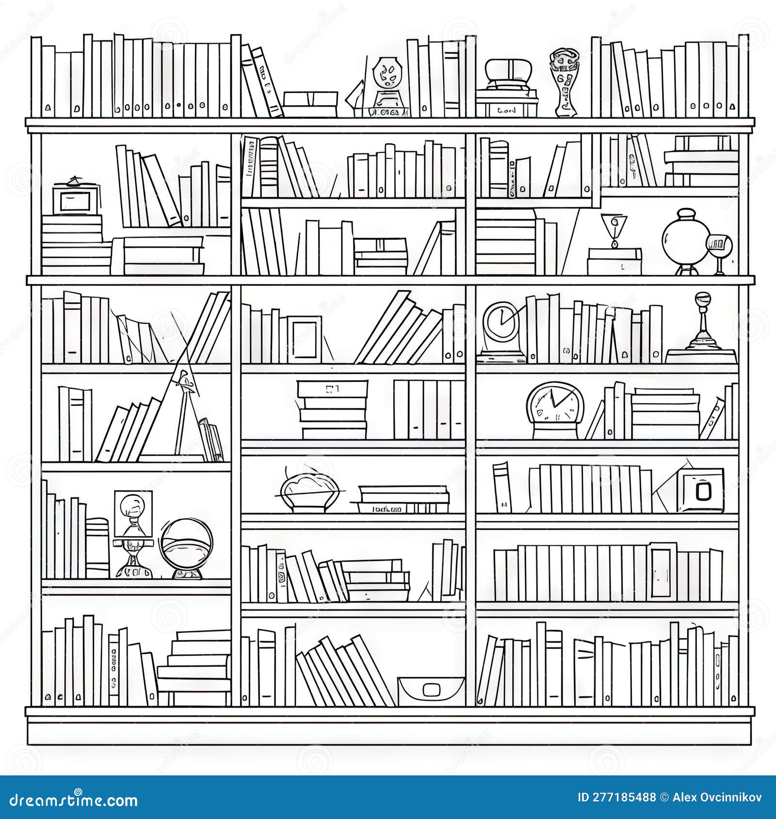Continuous Drawing of a Bookstore and Library for a Miniature Vector Illustration. Stock