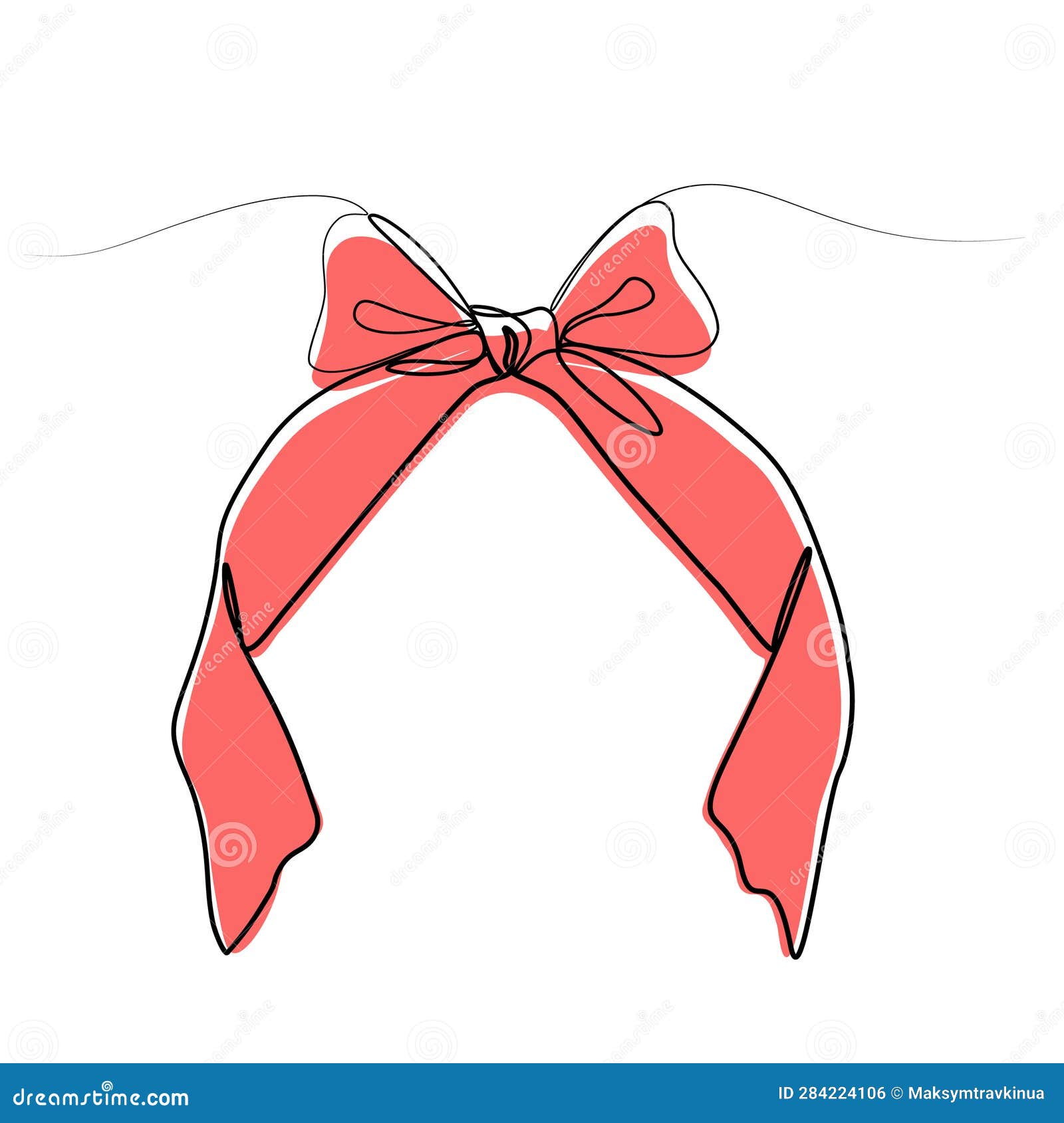 Continuous Drawing of a Bow with One Line Stock Vector - Illustration ...