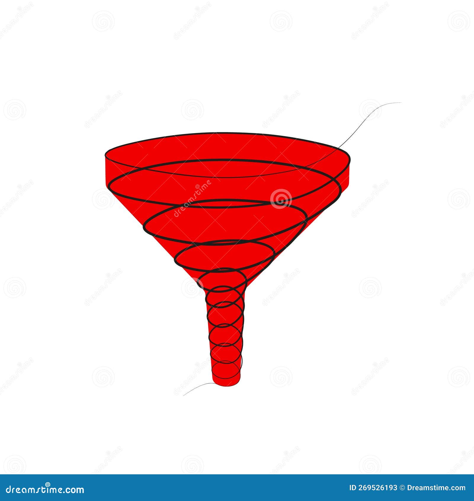 Continuous Funnel Drawing with One Line. Vector Image Stock Vector