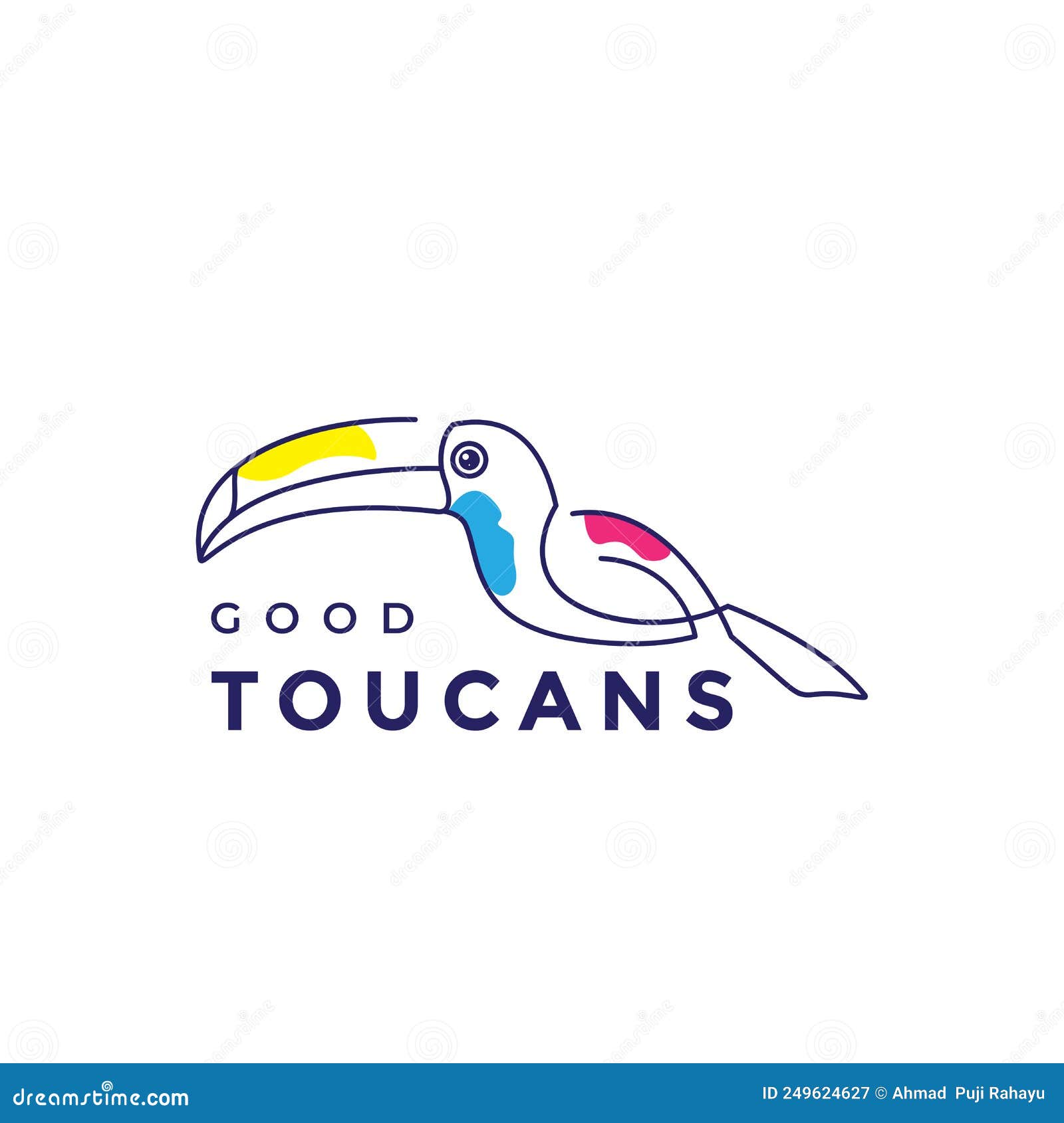 continuous line abstract bird toucan logo   graphic  icon  creative idea