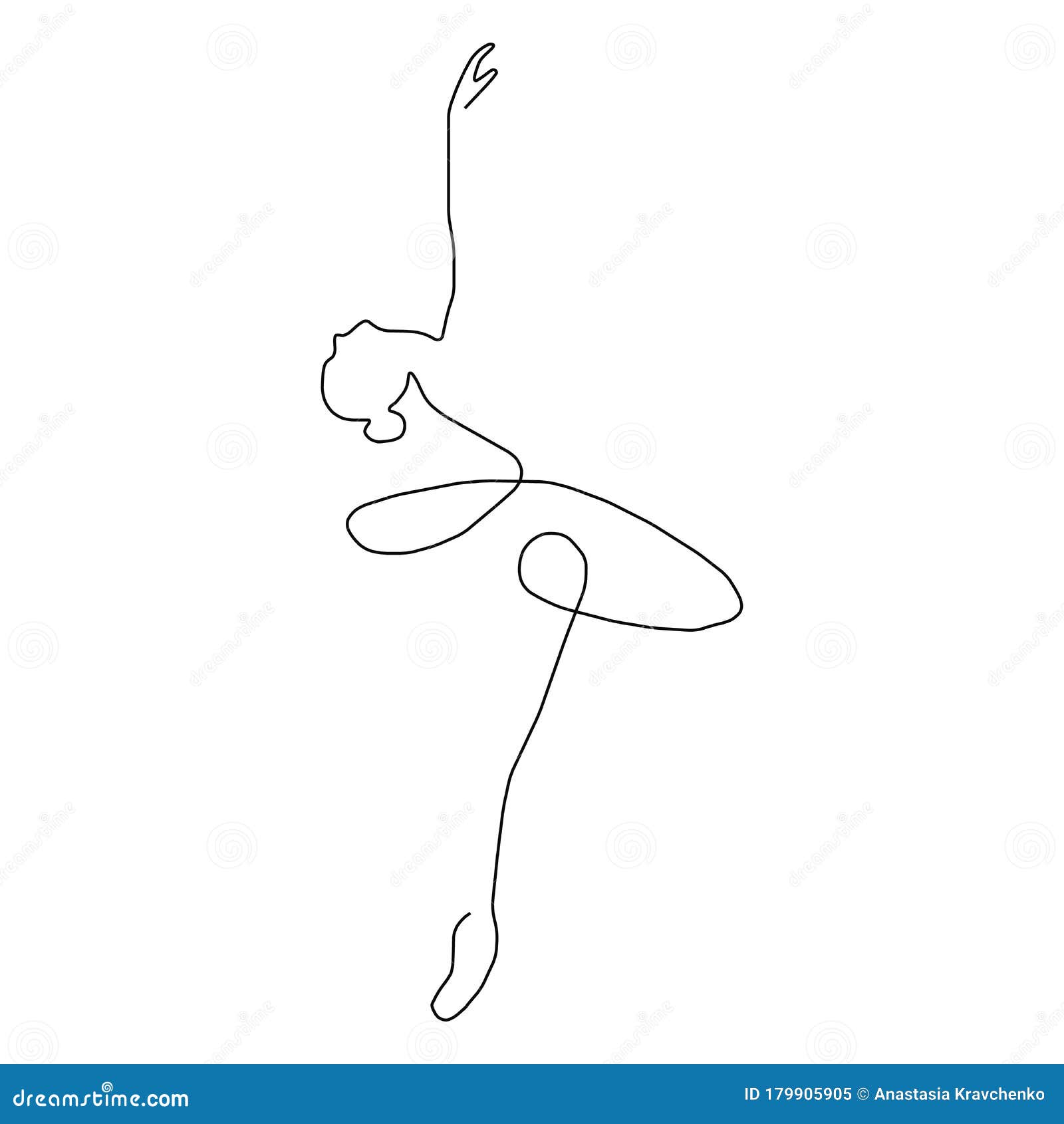 Continuous Line Art Drawing. Ballet Dancer Ballerina. Vector