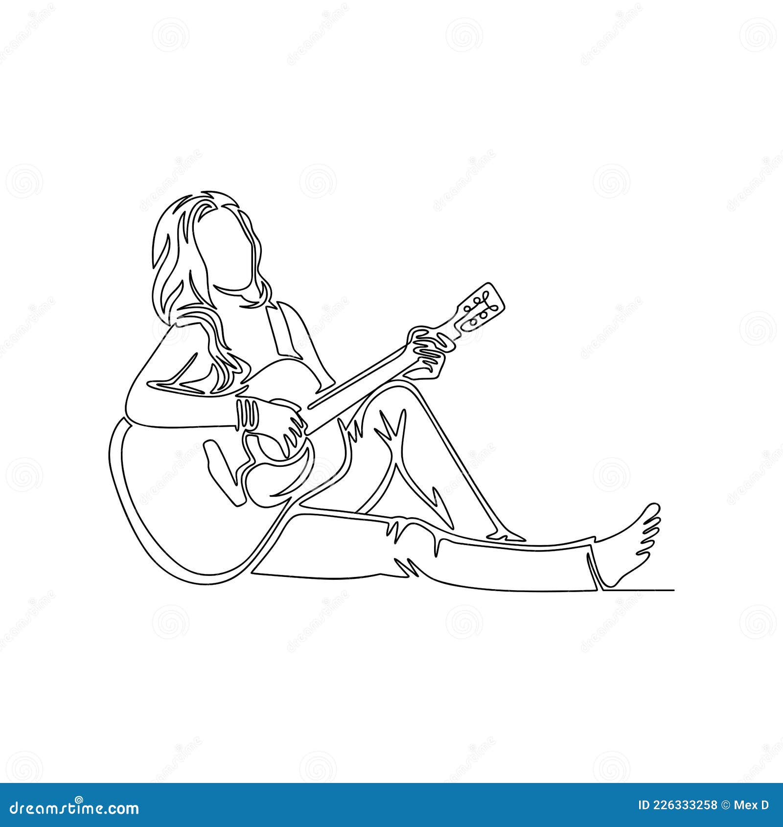 Premium Vector  Girl playing guitar hand drawn illustration isolated on  grey background free hand vector sketch