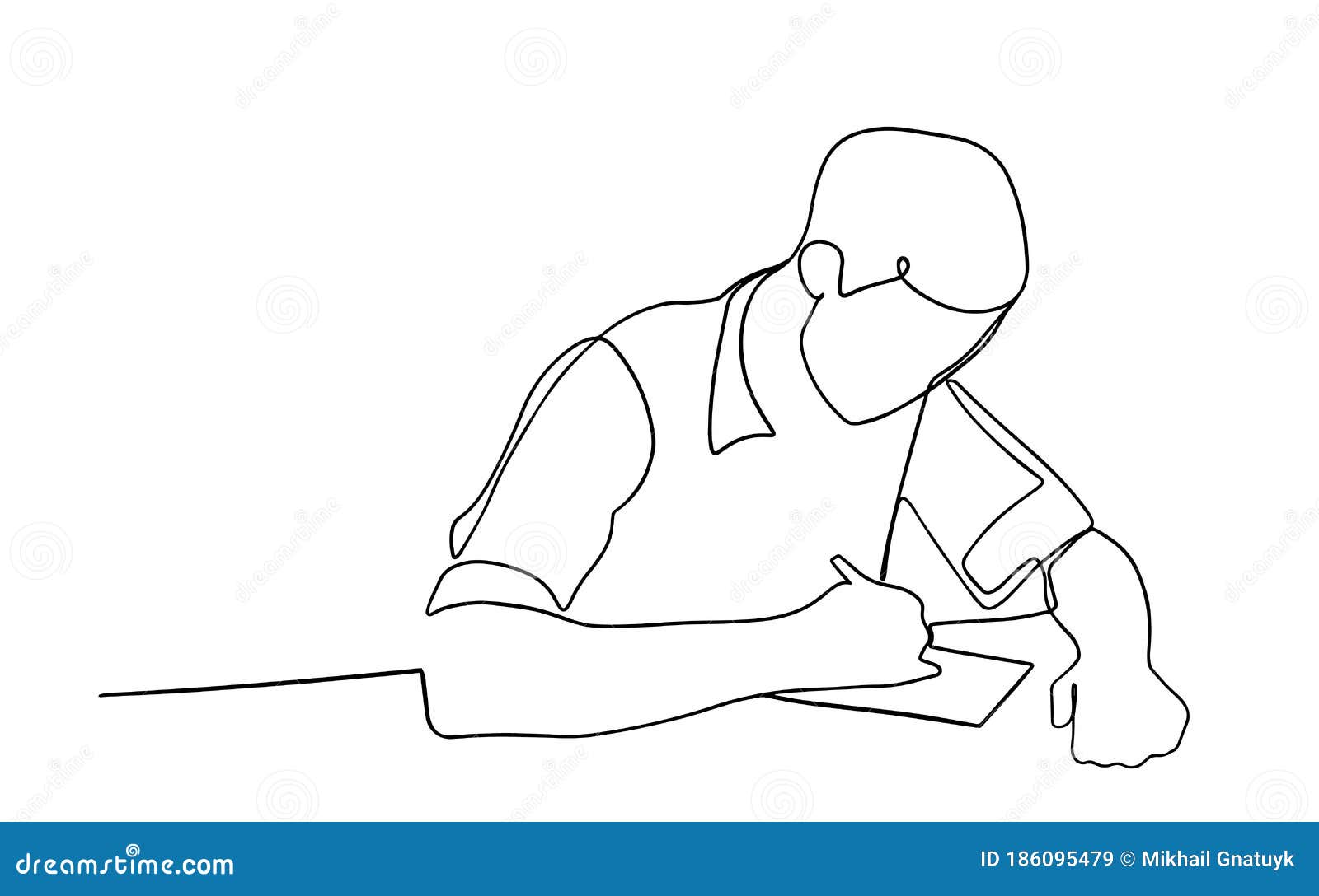 Continuous Line Art Figure of a Man in a Shirt Sitting at a Table Who is  Writing Something. Can Be Used for Animation. Vector Stock Illustration -  Illustration of background, human: 186095479