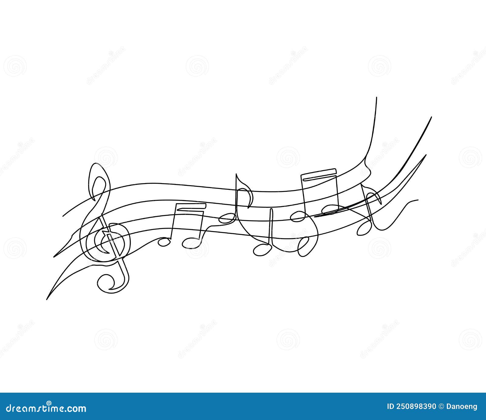 Continuous Line Art of Music Note. One Line Drawing Abstract Music