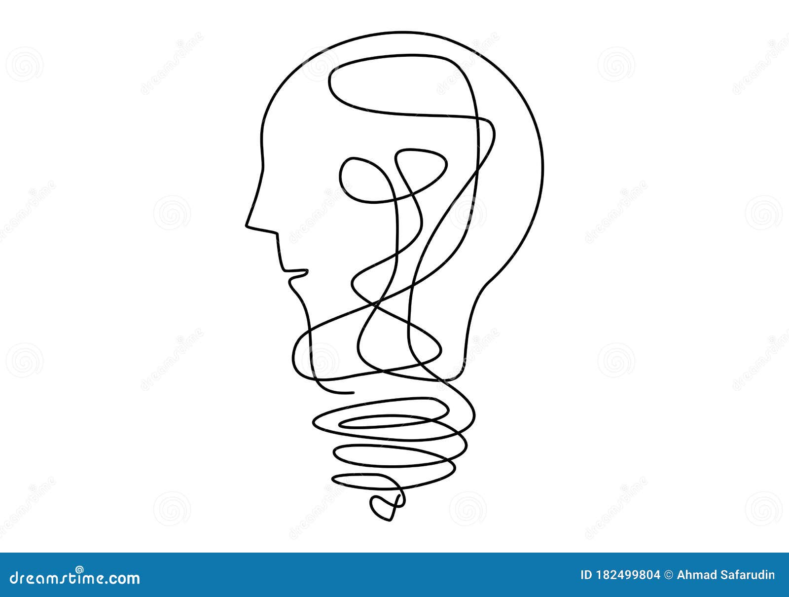 Continuous Line Art Or One Line Drawing Of A Human Brain. The Concept ...